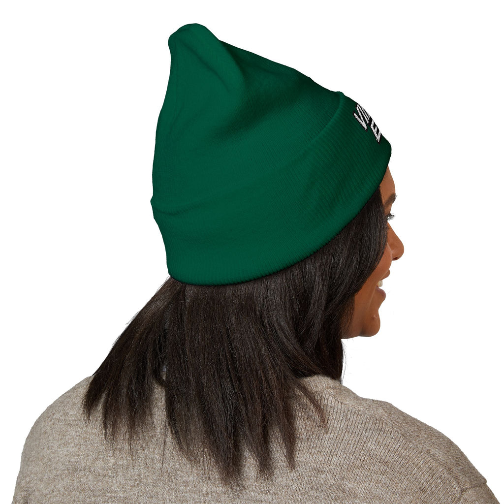 Embroidered 'Viinriti Est' Cuffed Beanie — Classic Knit Winter Hat