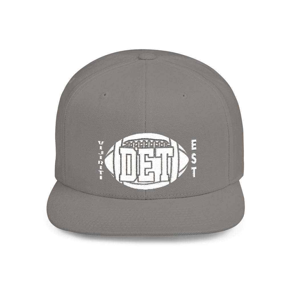 Flat Bill Snapback Hat with DET Football Design, Casual Style, Gift for Sports Fans, Unisex Accessories, Game Day Wear, Everyday Fashion