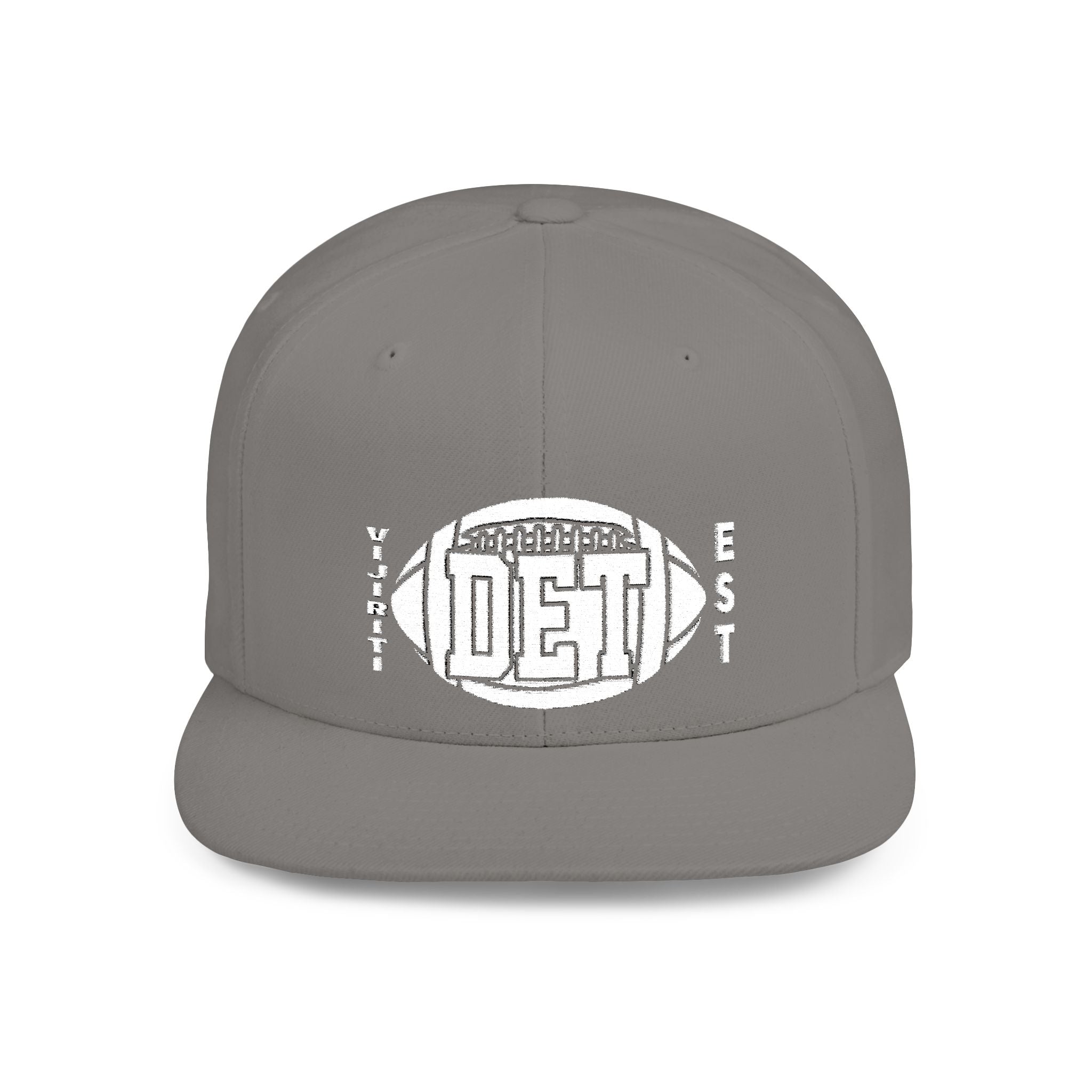 Flat Bill Snapback Hat with DET Football Design, Casual Style, Gift for Sports Fans, Unisex Accessories, Game Day Wear, Everyday Fashion