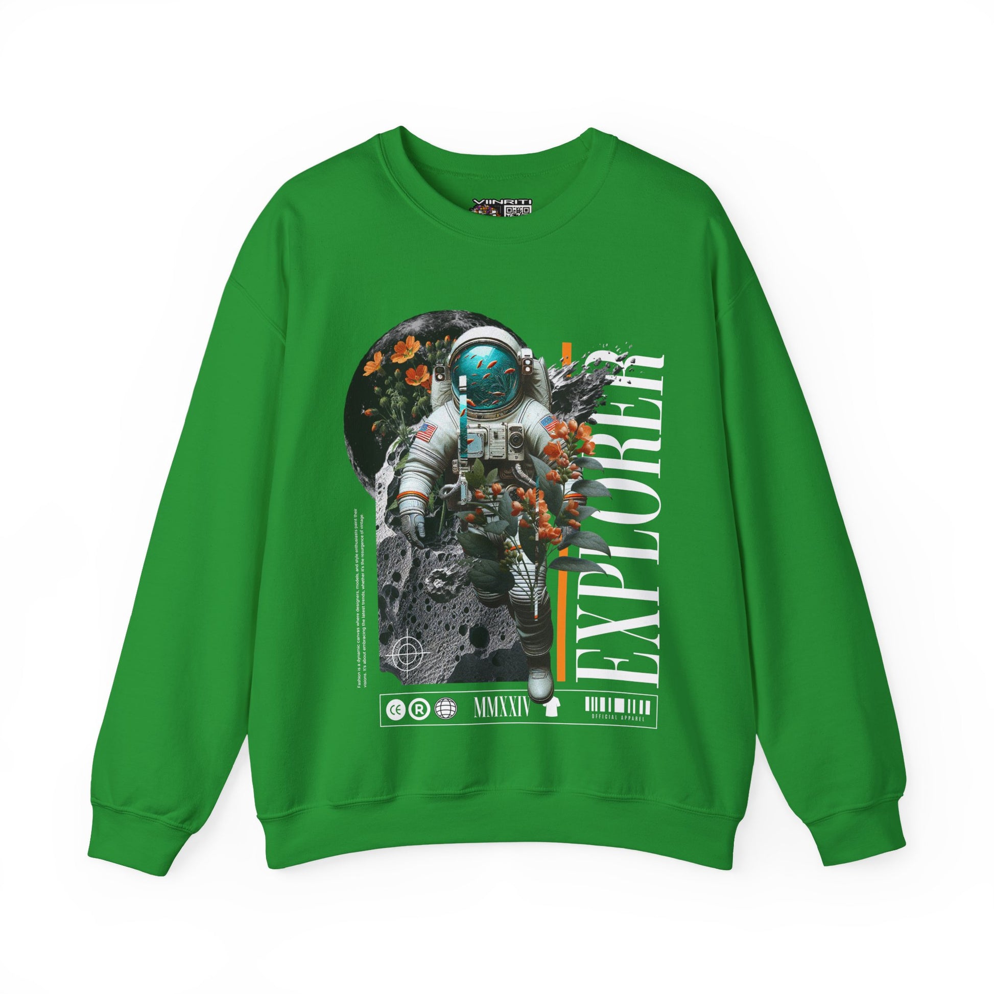 Astronaut Floral Crewneck Sweatshirt — Space Explorer Graphic Pullover