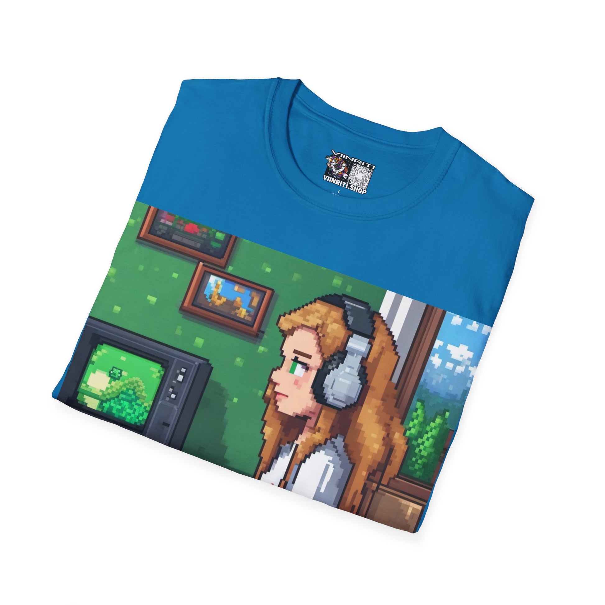 Girl Gamer Here Pixel Art T-Shirt — Retro Gaming Tee for Female Gamers