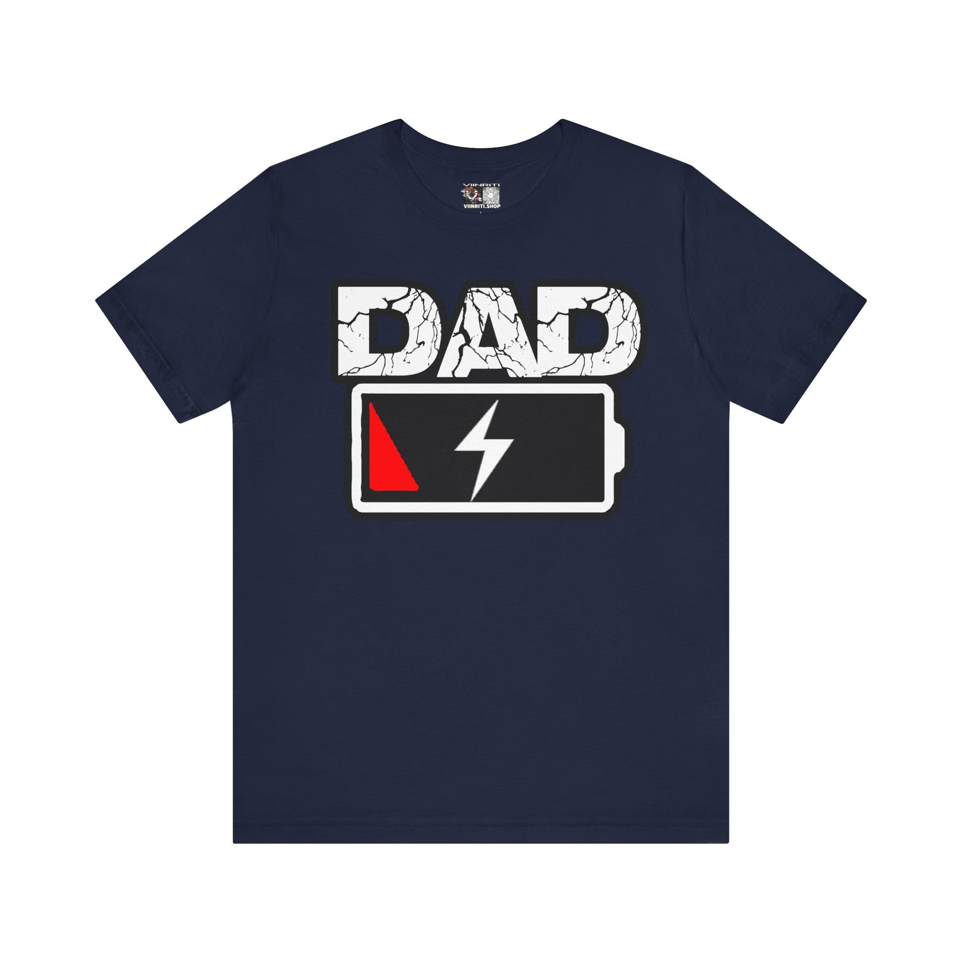Dad Low Battery T‑Shirt — Funny Father’s Day Exhausted Dad Tee