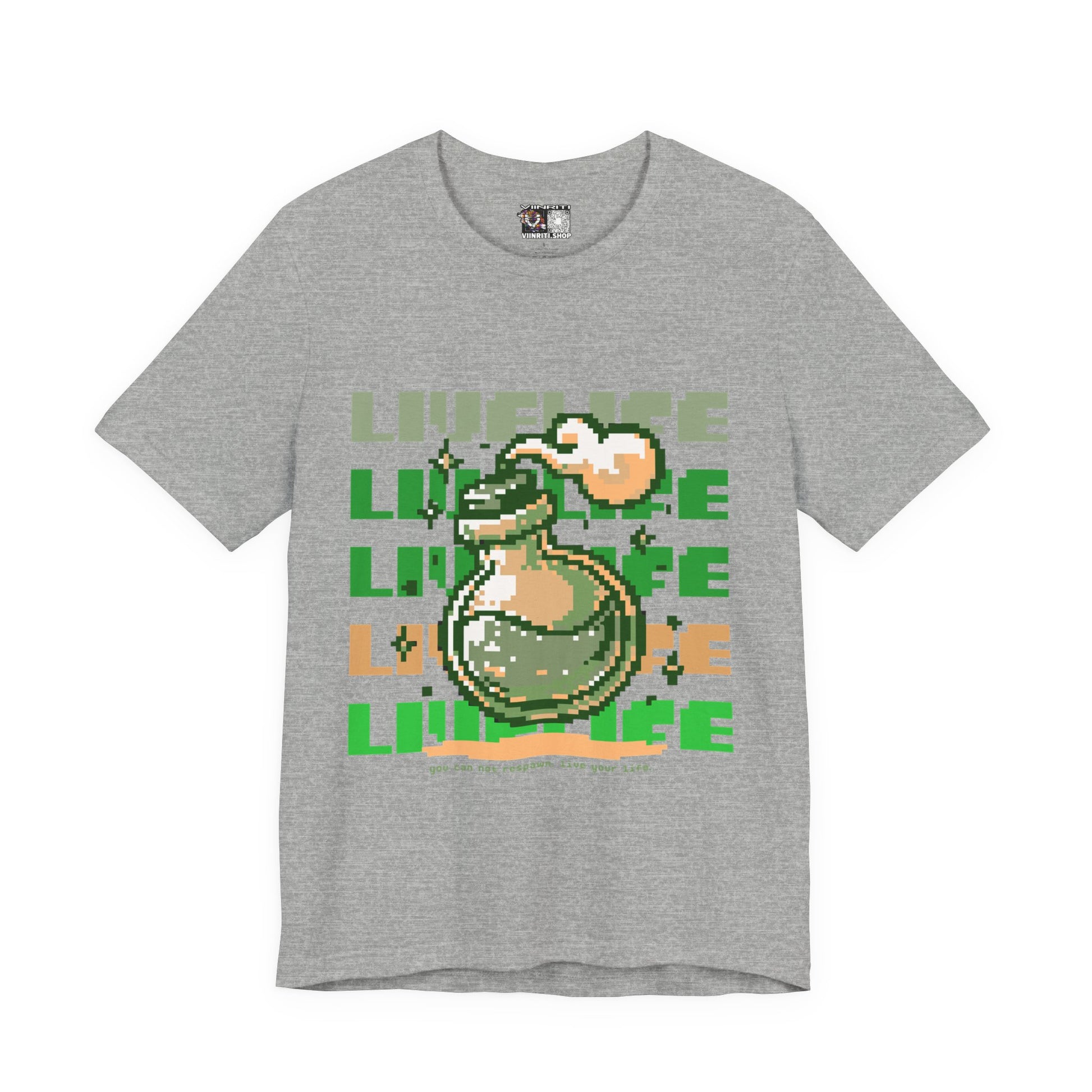Live Life Pixel Frog Graphic Tee — Retro Gaming Nature T-Shirt