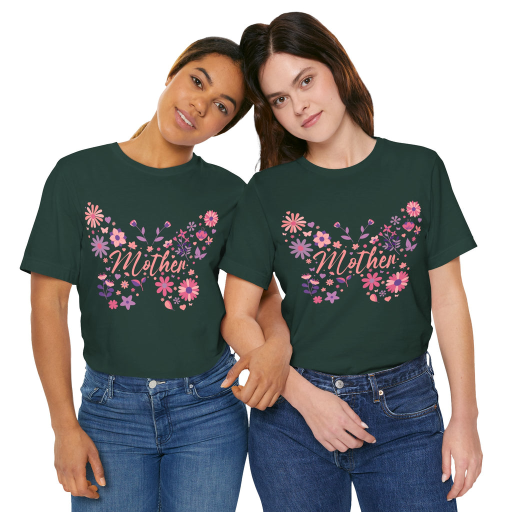 Butterfly Mother T-Shirt,Tee for Mom, Floral Gift, Birthday Present, Mother's Day Apparel, Cute Butterfly Design