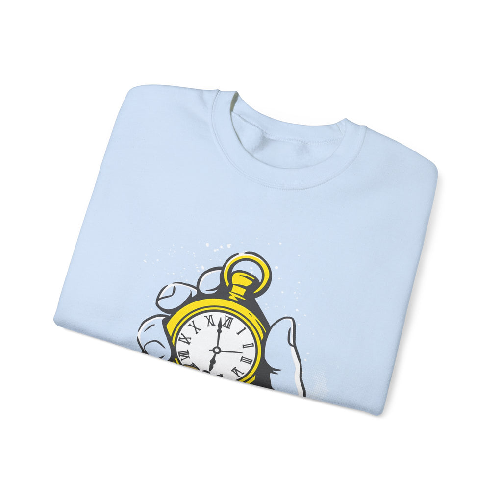 "Time Is Money" Graphic Pocket Watch & Coins Crewneck Sweatshirt -