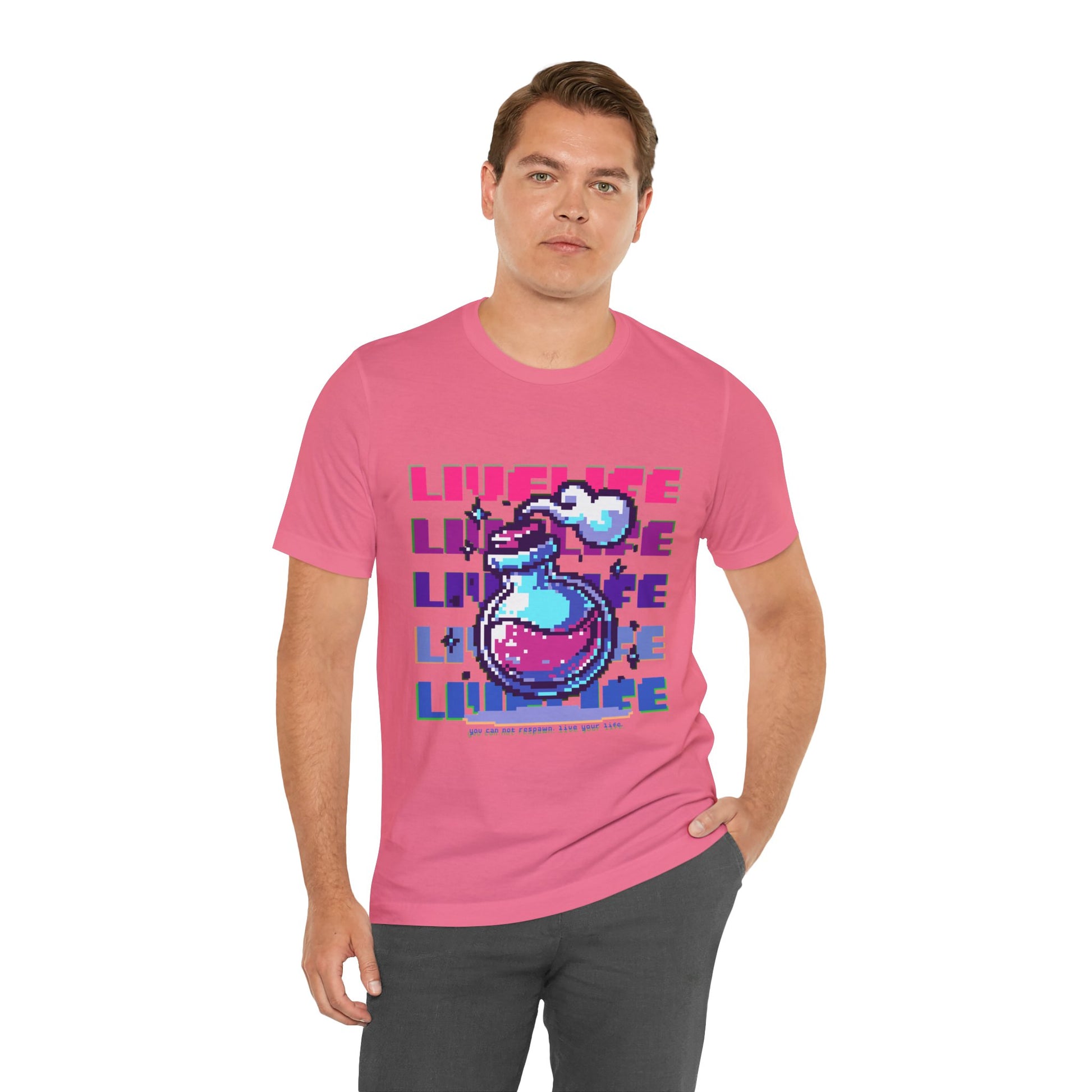 Live Life Pixel Frog Graphic Tee — Retro Gaming Nature T-Shirt