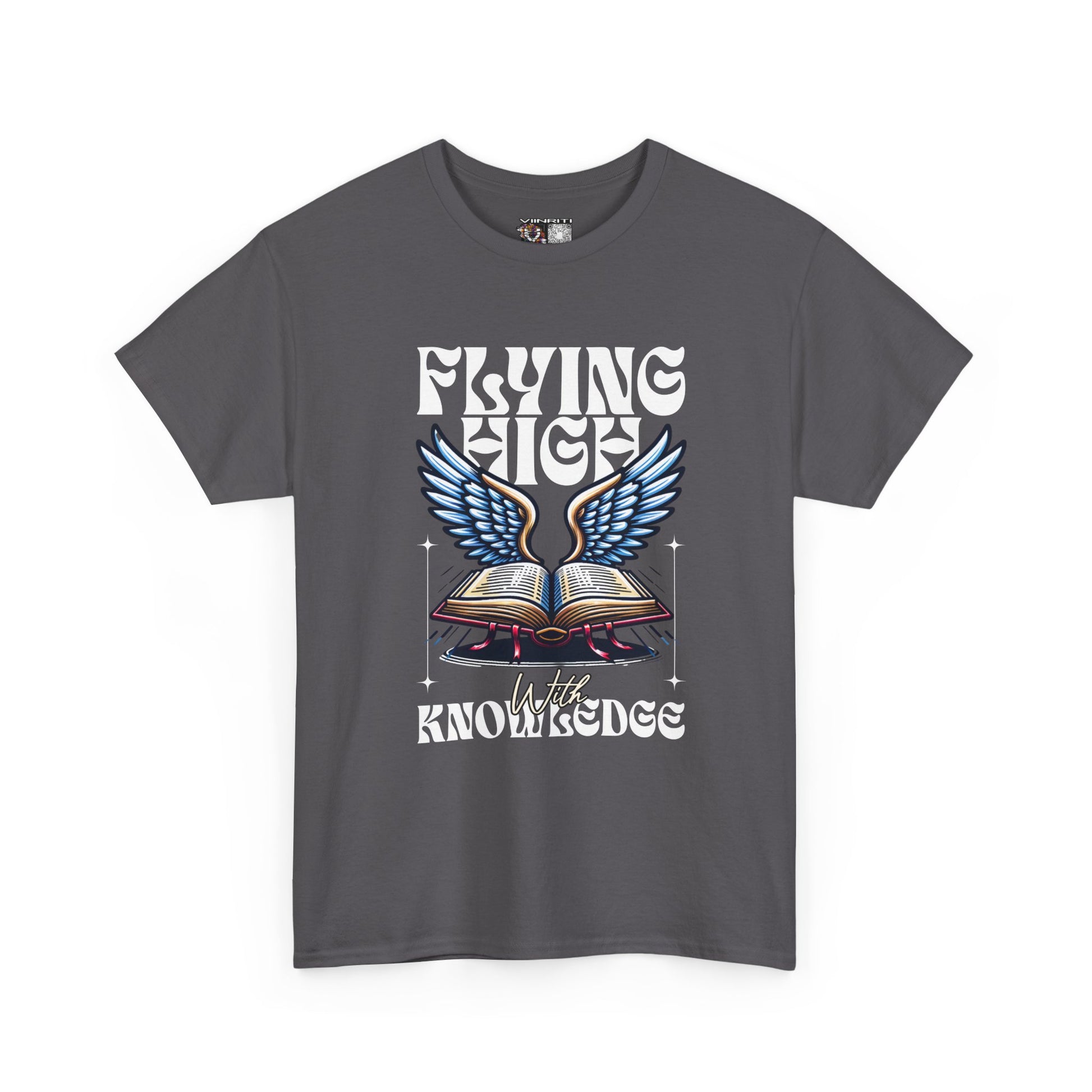 ""Flying High Knowledge T-Shirt — Vintage Winged Book Graphic Tee