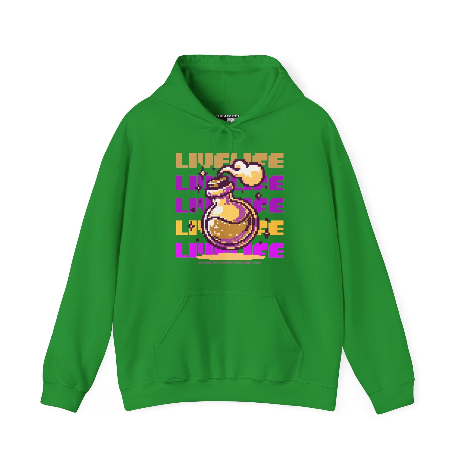 Live Life Dino Hoodie — Cute Retro Cartoon T-Rex Graphic Sweatshirt