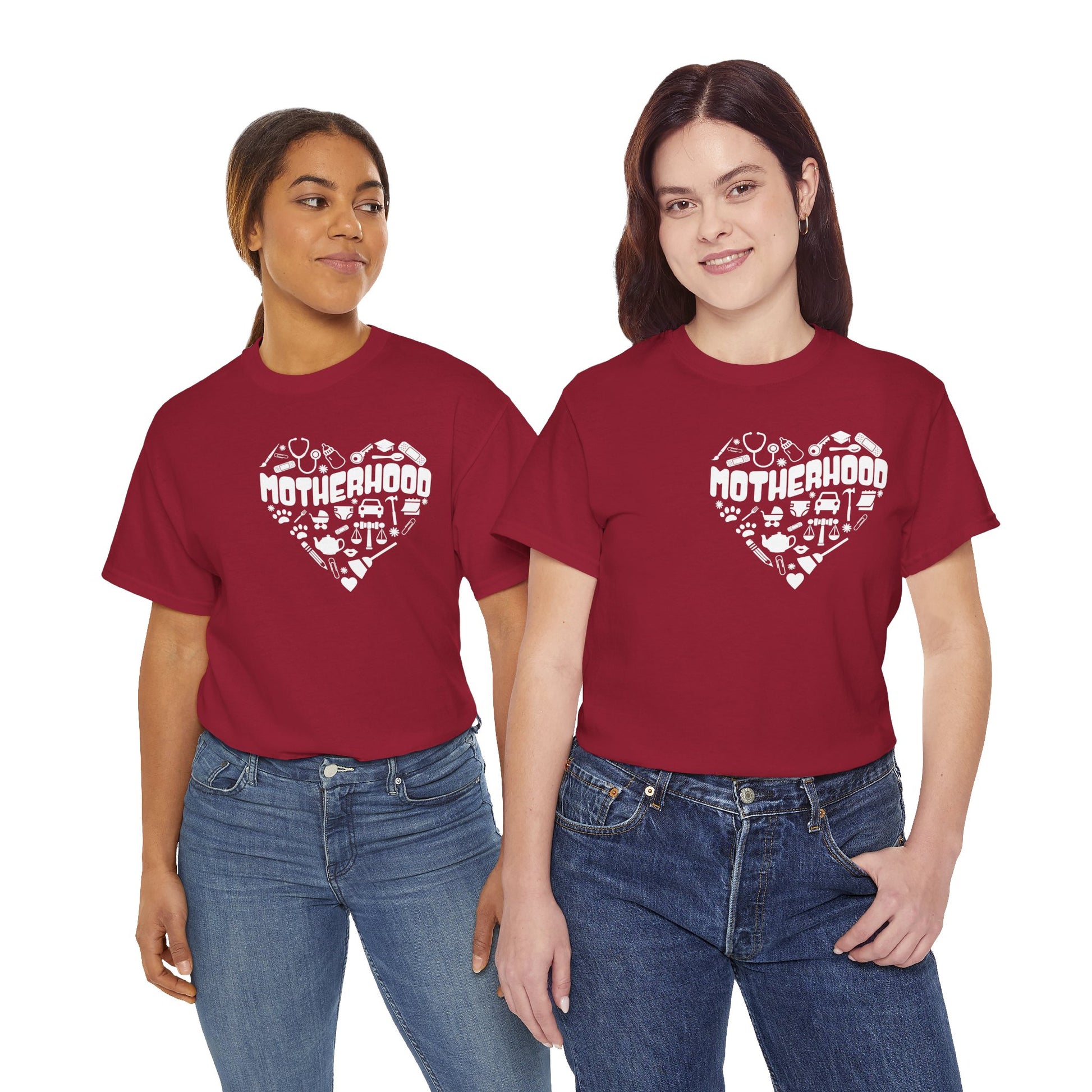 Motherhood Heart Tee — Mom Life Graphic T-Shirt