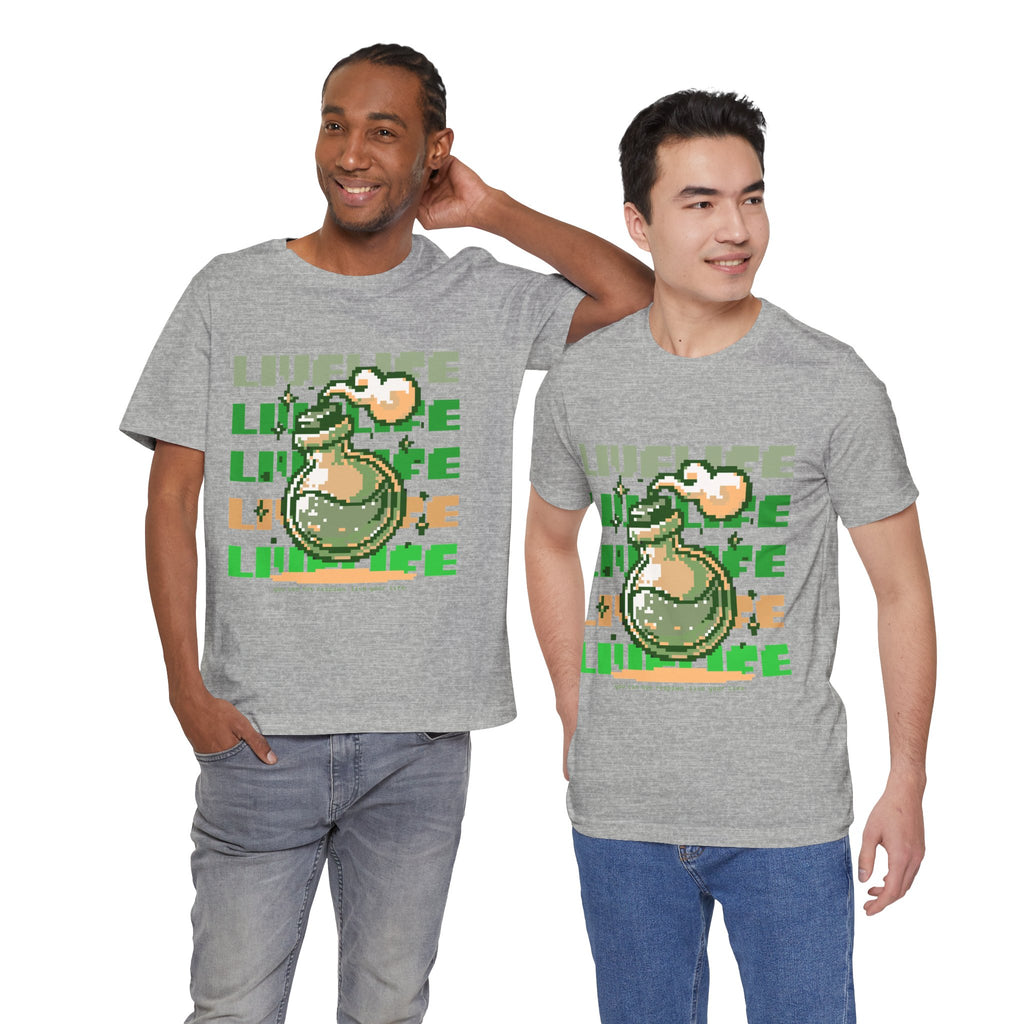 Live Life Pixel Frog Graphic Tee — Retro Gaming Nature T-Shirt