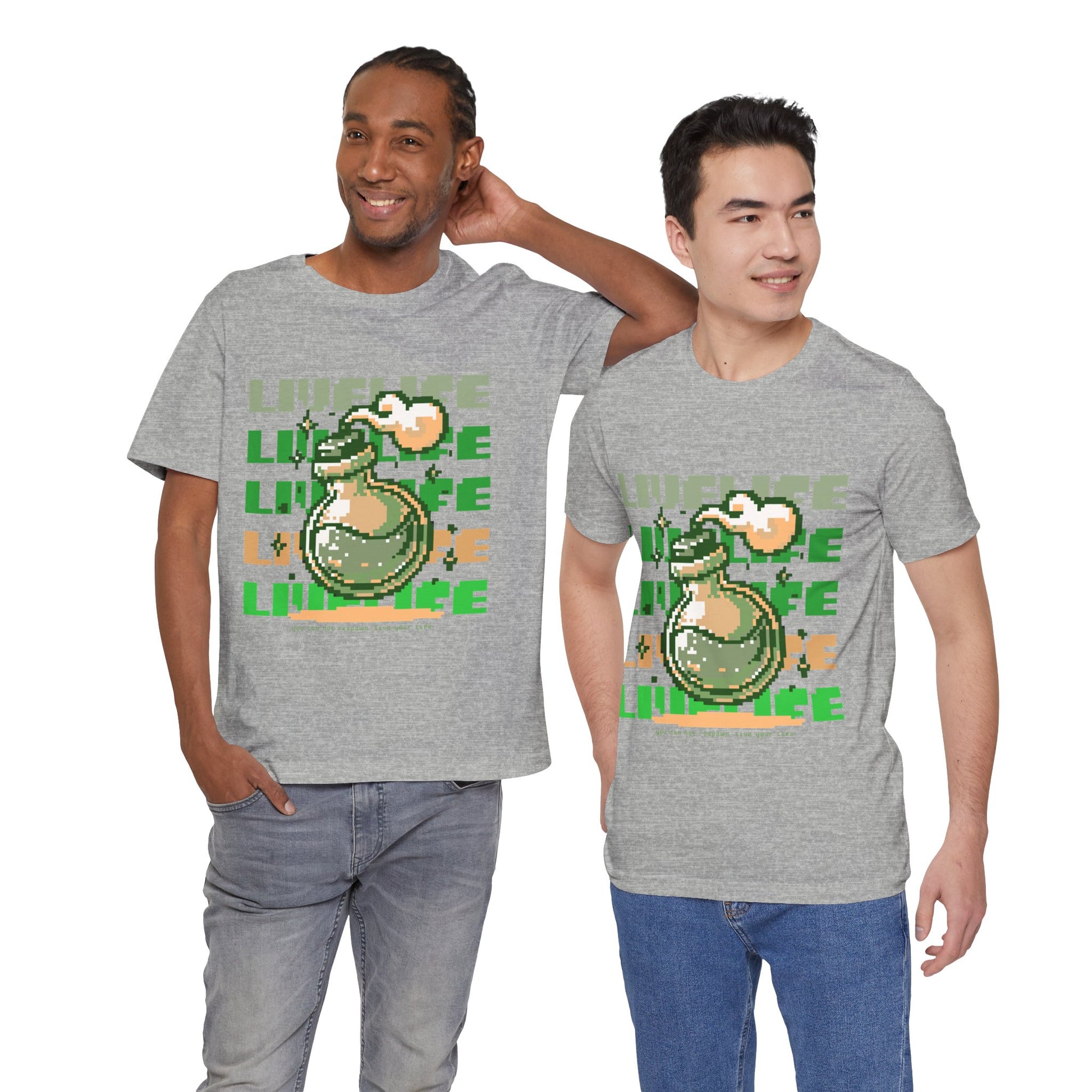 Live Life Pixel Frog Graphic Tee — Retro Gaming Nature T-Shirt