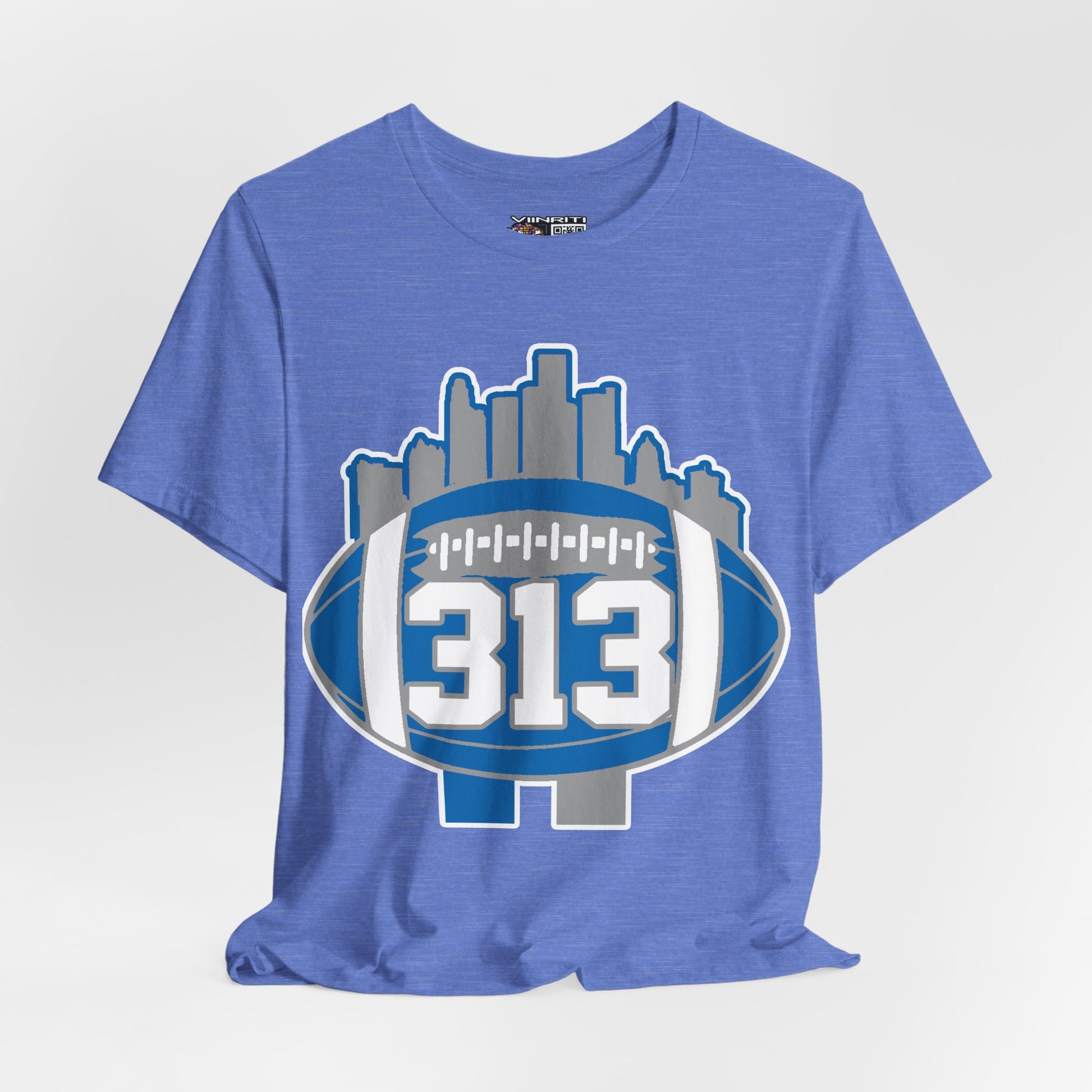 Detroit 313 Football T-Shirt — City Skyline & Number 313 Logo