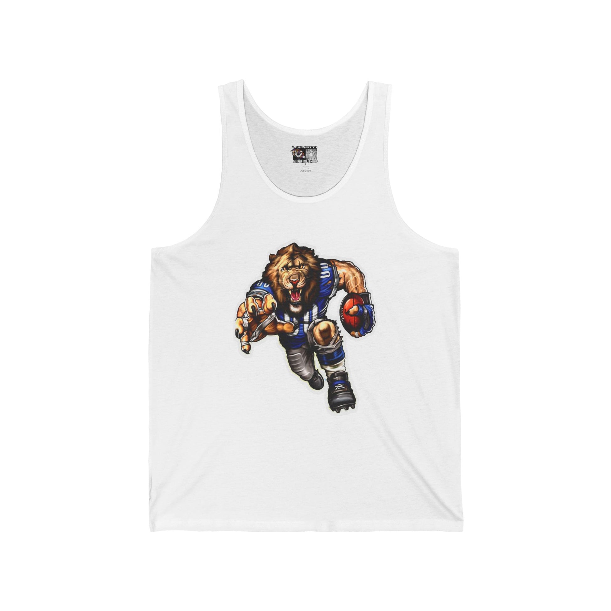 Lion Football Player Tank Top — Athletic Mascot Graphic Jersey Tank