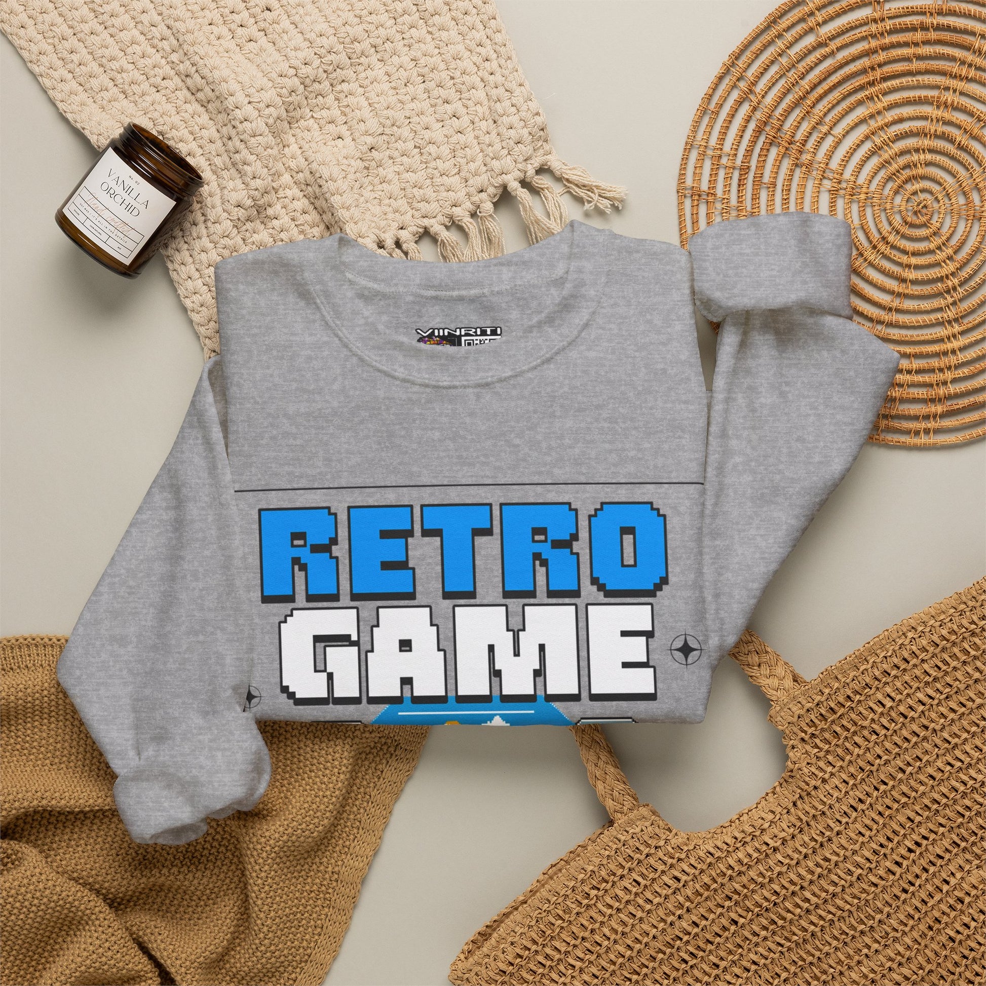 Retro Game Sweatshirt — Vintage 8-Bit Arcade Graphic Crewneck