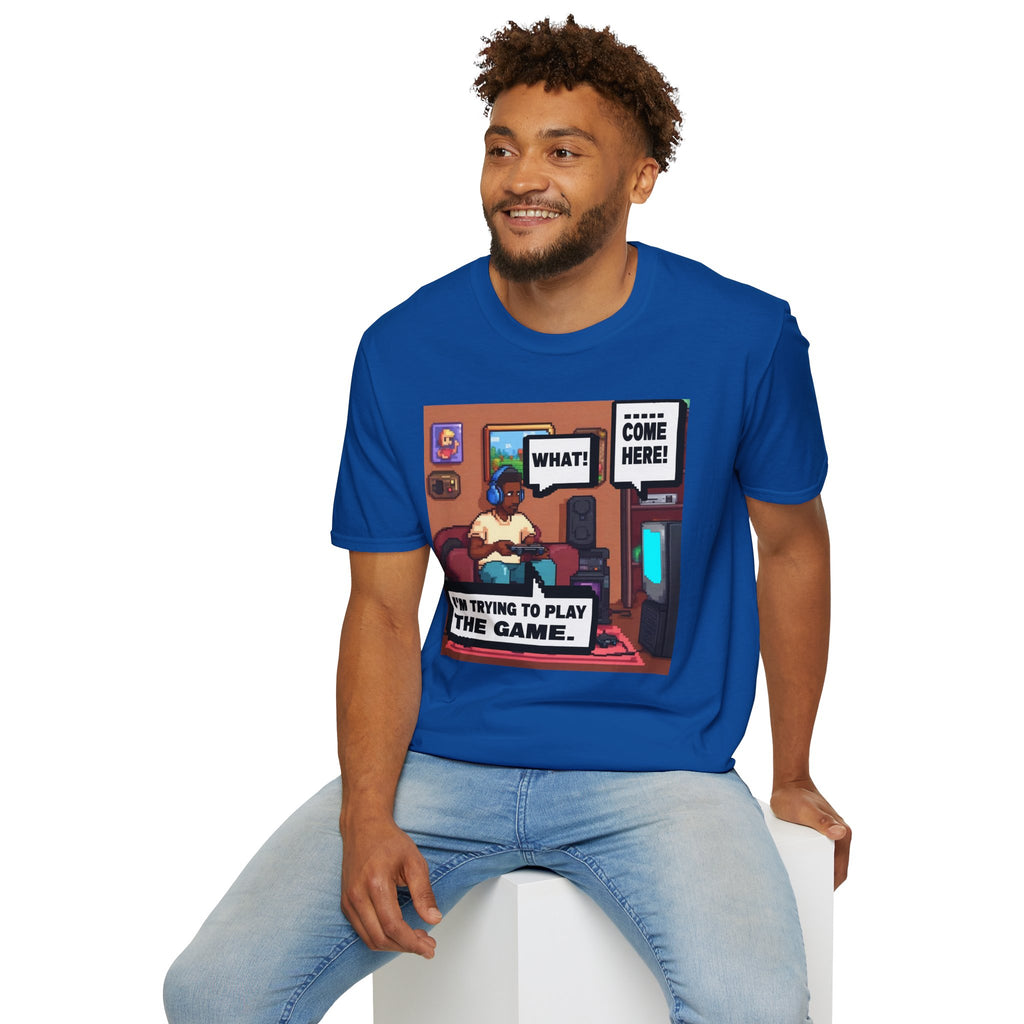 Gamer Comic Tee — "I'm Trying to Play the Game" Graphic T-Shirt