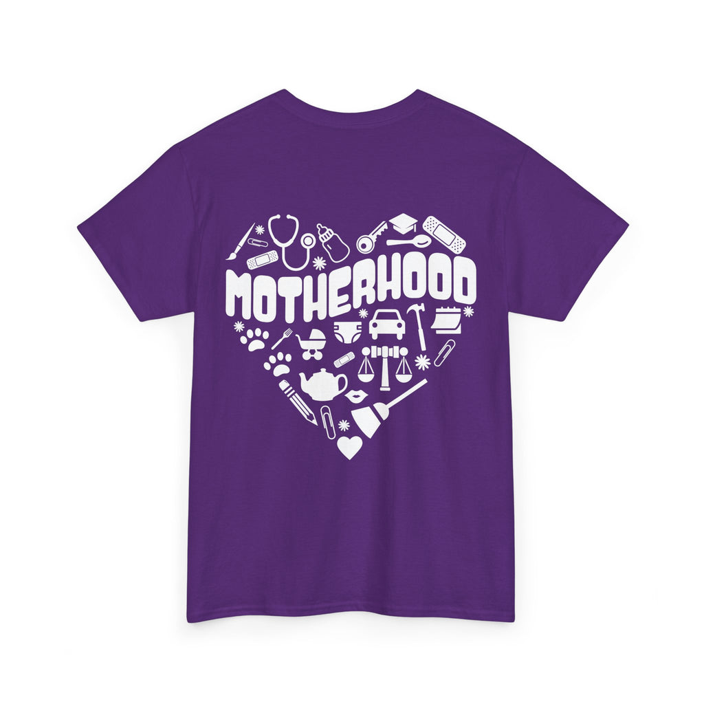Motherhood Heart Tee — Mom Life Graphic T-Shirt