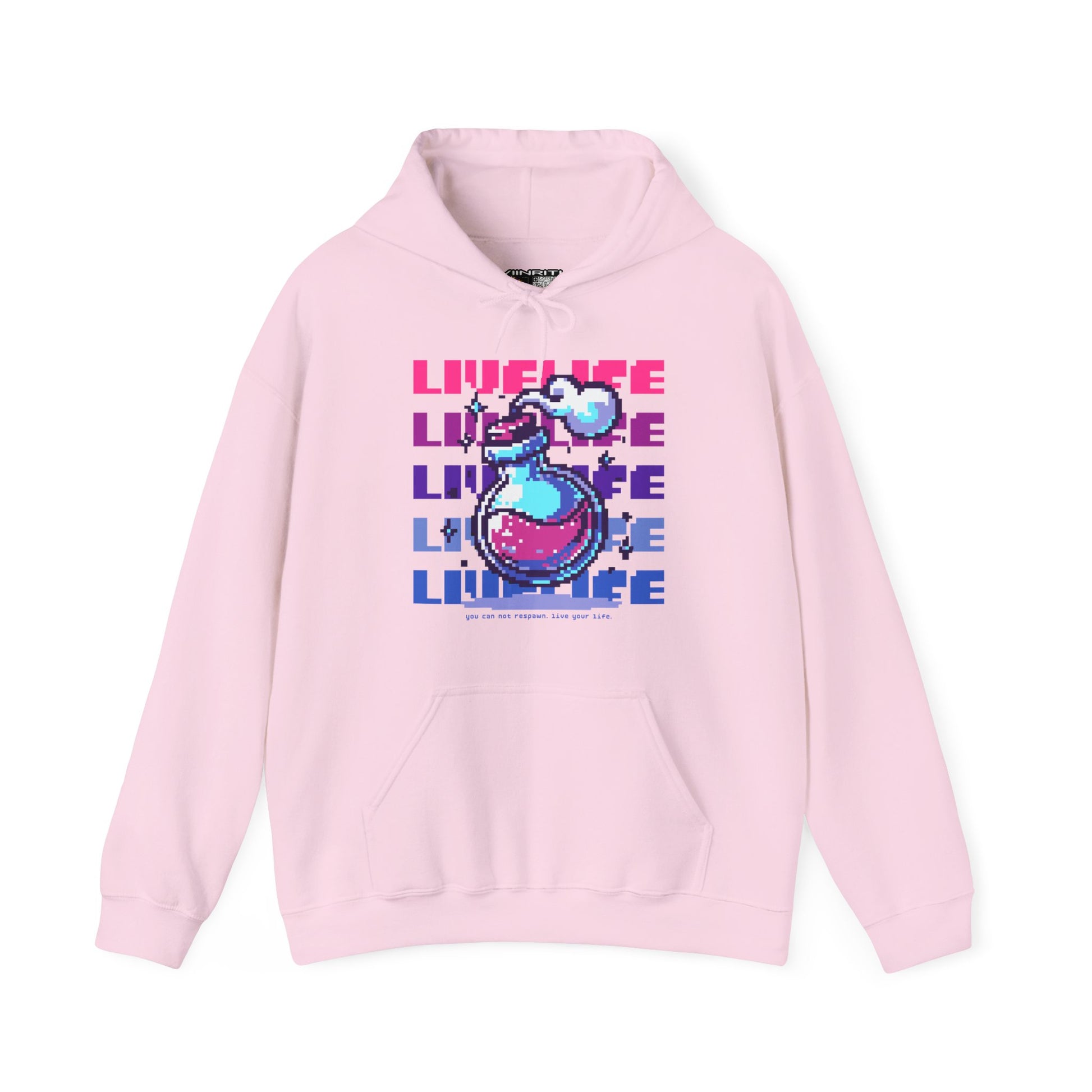Live Life Dino Hoodie — Cute Retro Cartoon T-Rex Graphic Sweatshirt