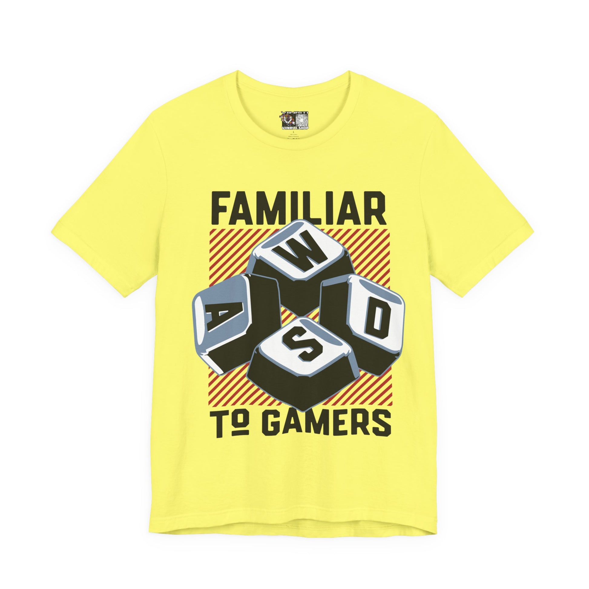 ""Gamer WASD Keys T‑Shirt — "Familiar to Gamers" Retro Keycap Tee