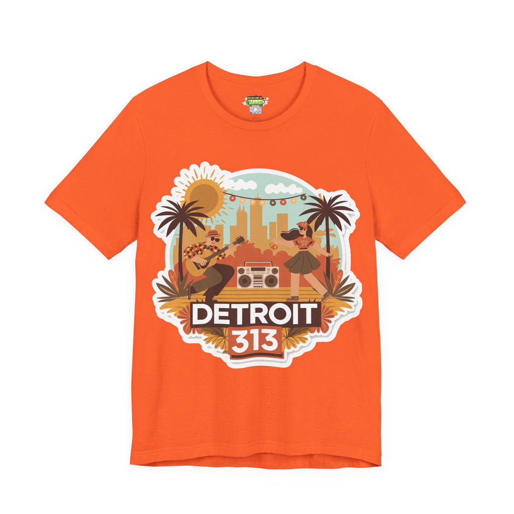 Detroit 313 Summer Retro Tee - Unisex Jersey Short Sleeve T-Shirt for City Lovers, Travel Enthusiasts, Casual Wear, Gifts, Summer Vibes