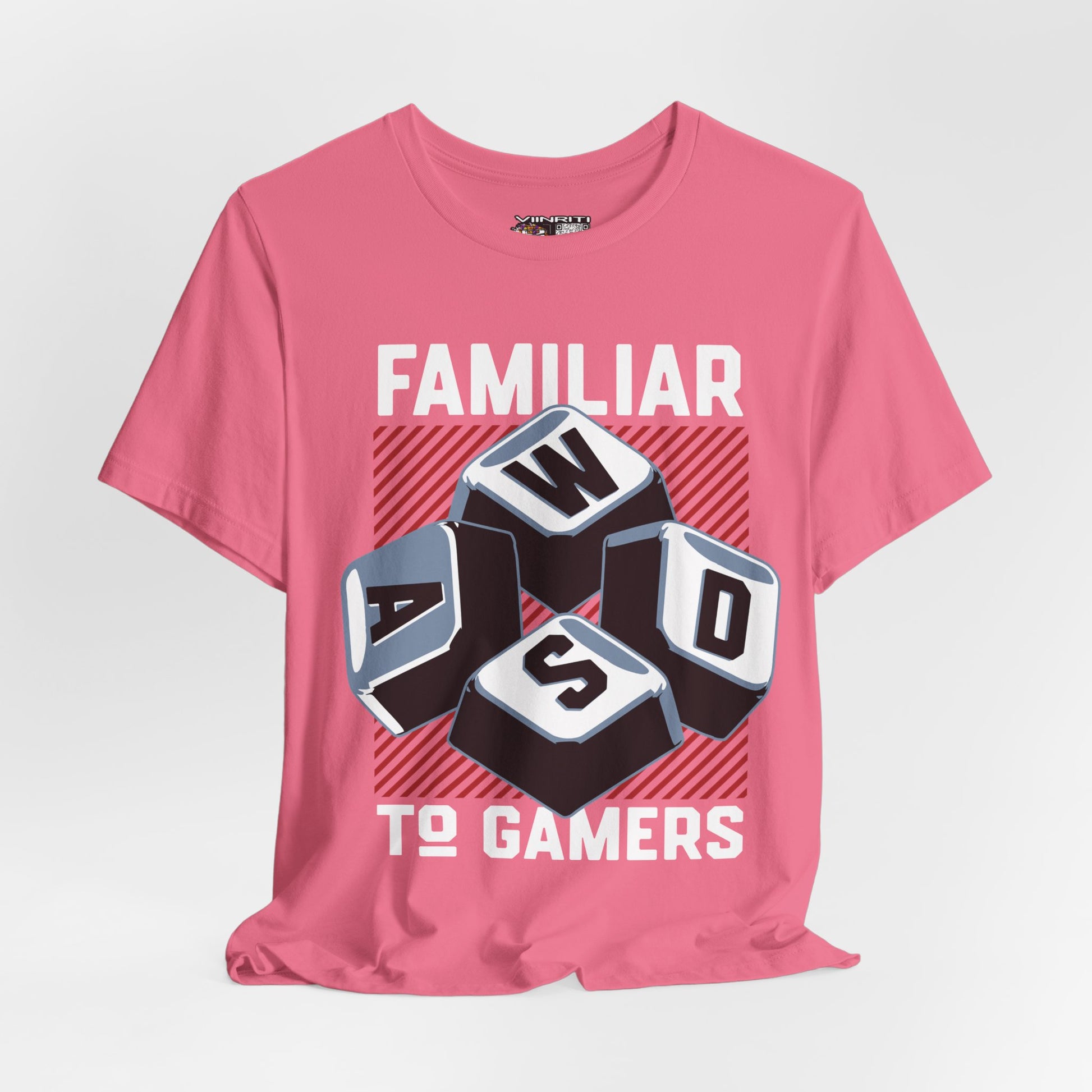 ""Gamer WASD Keys T‑Shirt — "Familiar to Gamers" Retro Keycap Tee