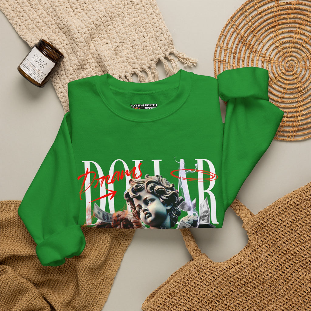Crewneck Sweatshirt — 'Dollar' Statue Collage Graphic