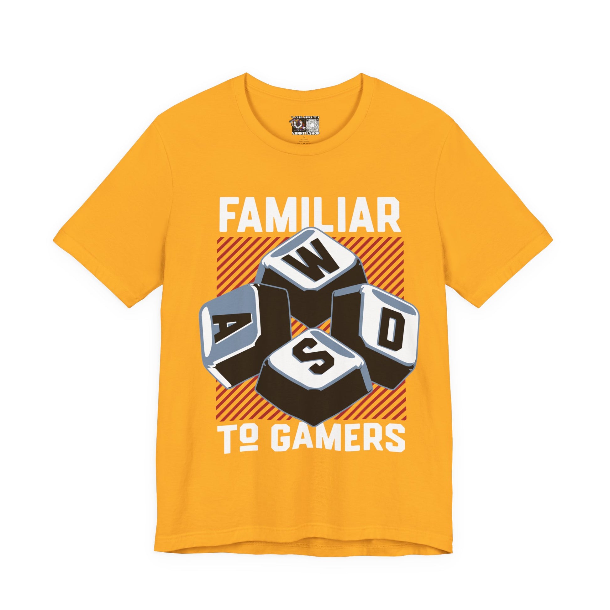 ""Gamer WASD Keys T‑Shirt — "Familiar to Gamers" Retro Keycap Tee