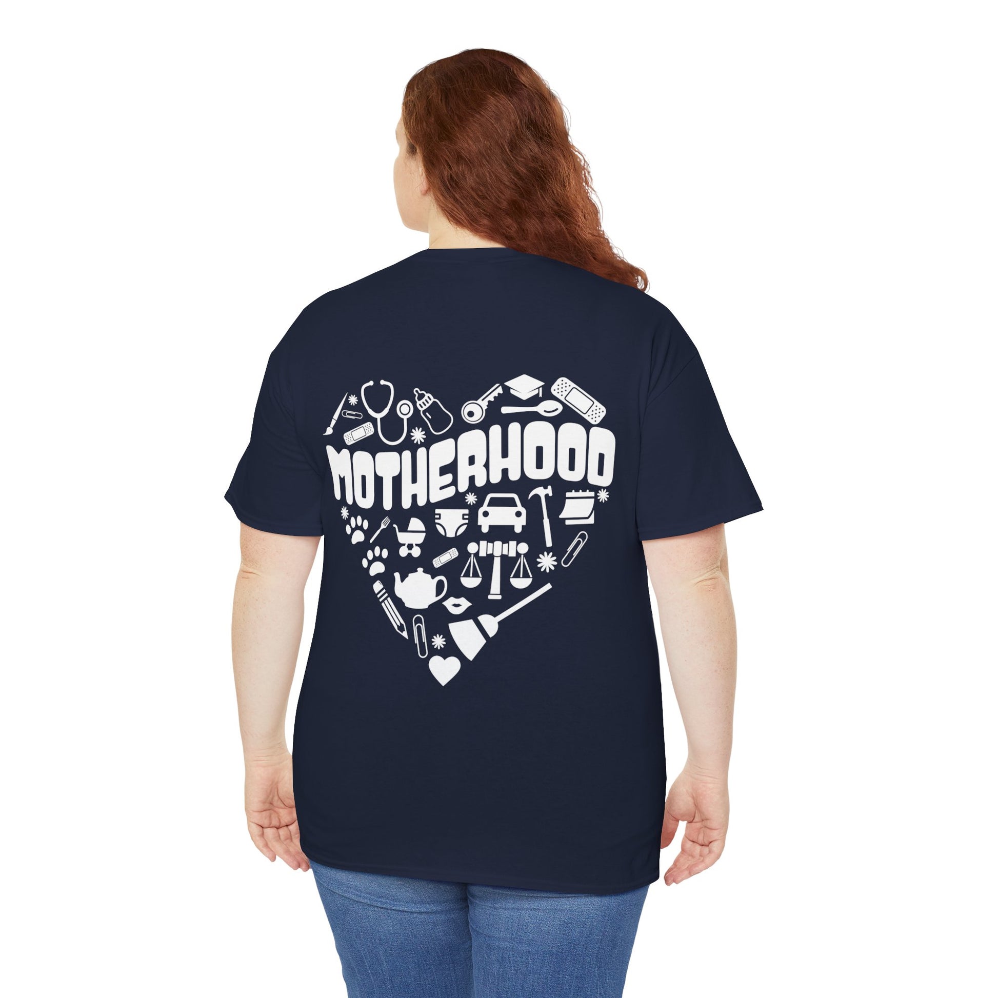 Motherhood Heart Tee — Mom Life Graphic T-Shirt