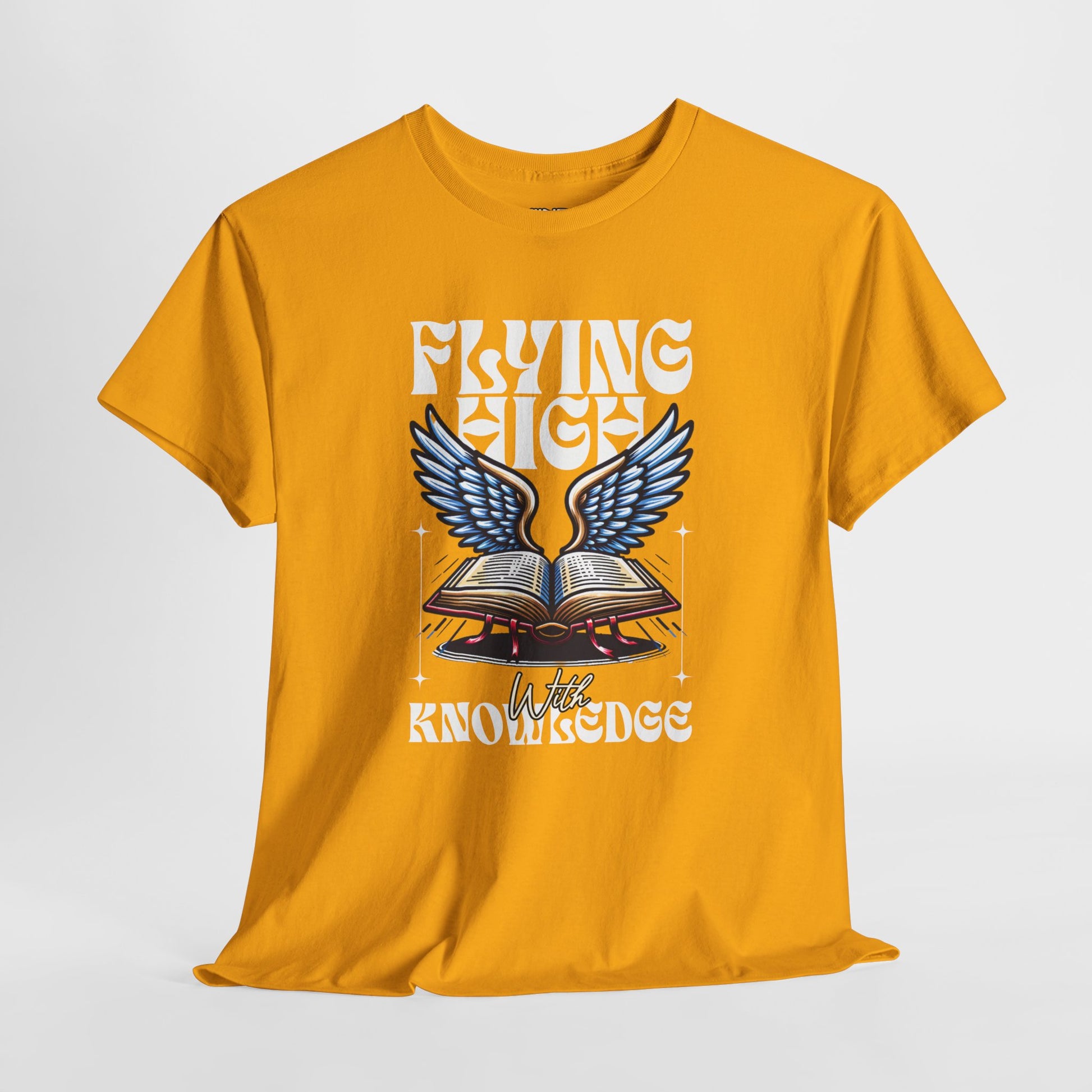 ""Flying High Knowledge T-Shirt — Vintage Winged Book Graphic Tee