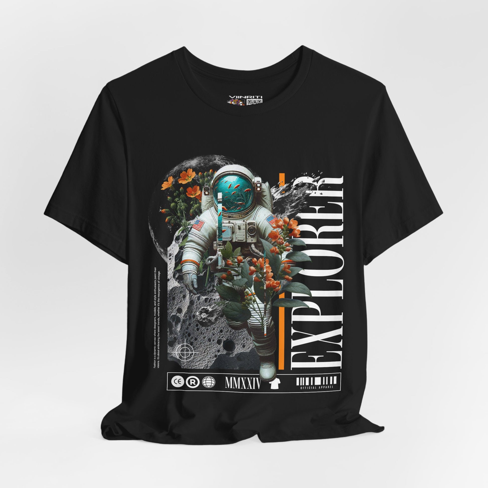 Astronaut Floral Tee — Space Explorer Graphic T-Shirt