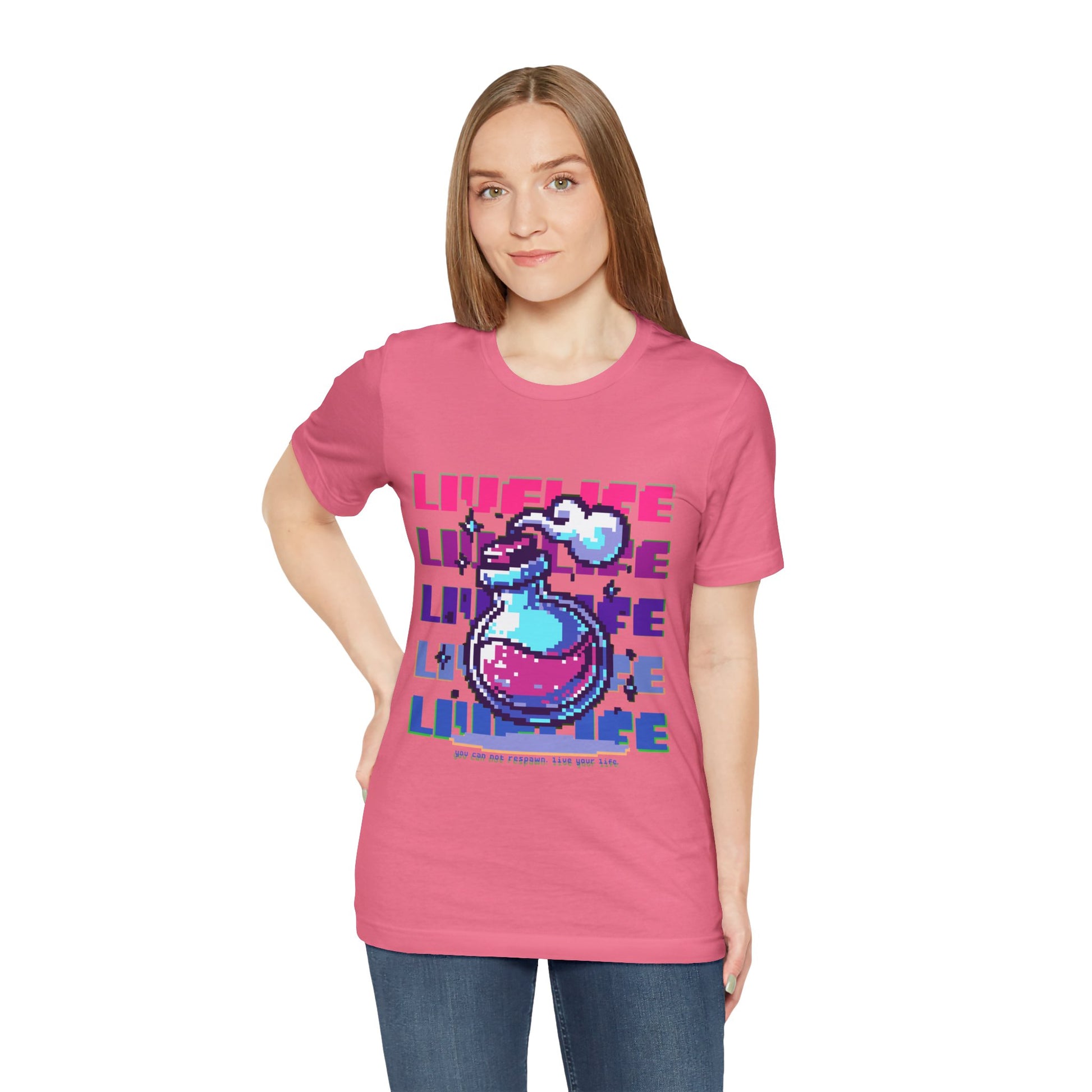 Live Life Pixel Frog Graphic Tee — Retro Gaming Nature T-Shirt