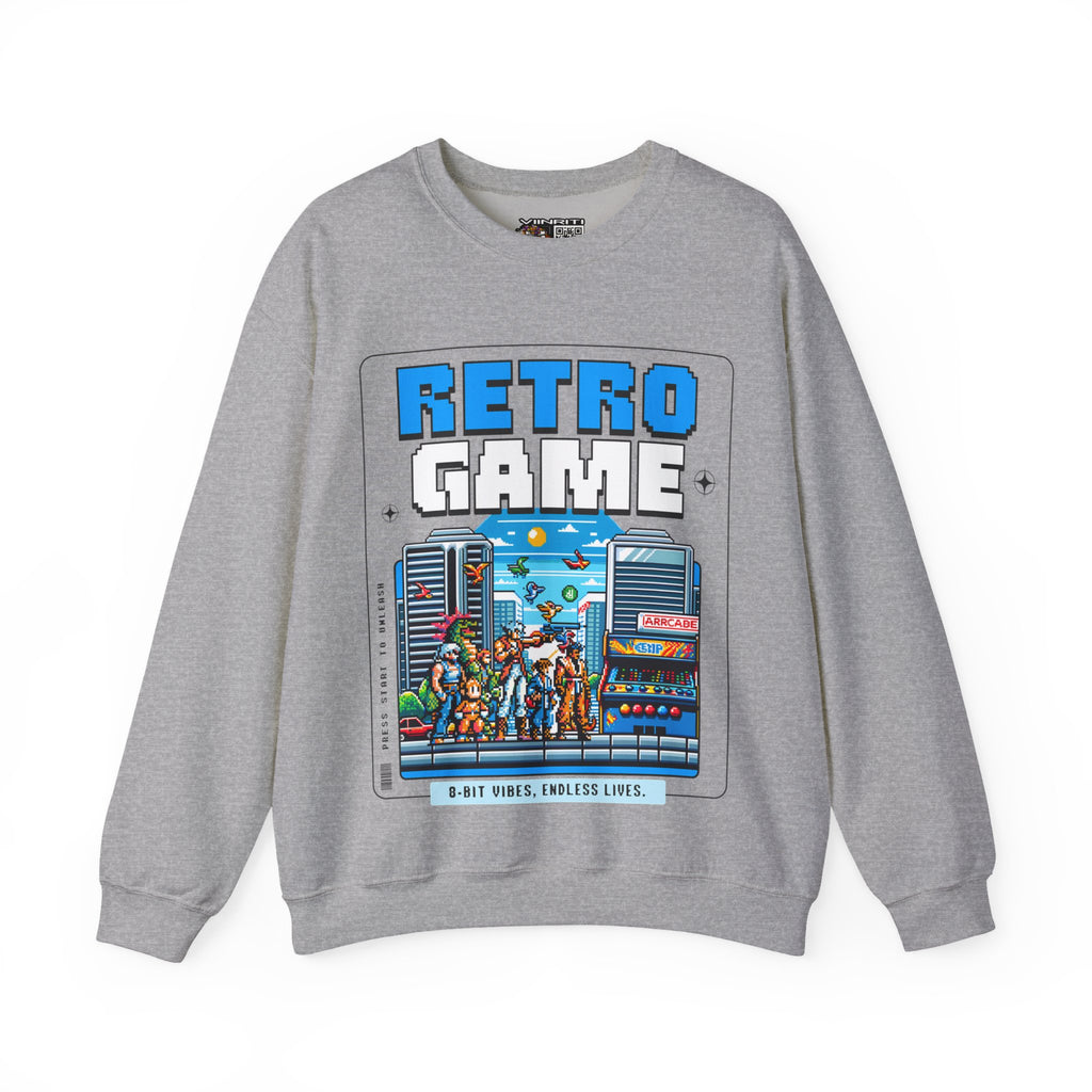 Retro Game Sweatshirt — Vintage 8-Bit Arcade Graphic Crewneck