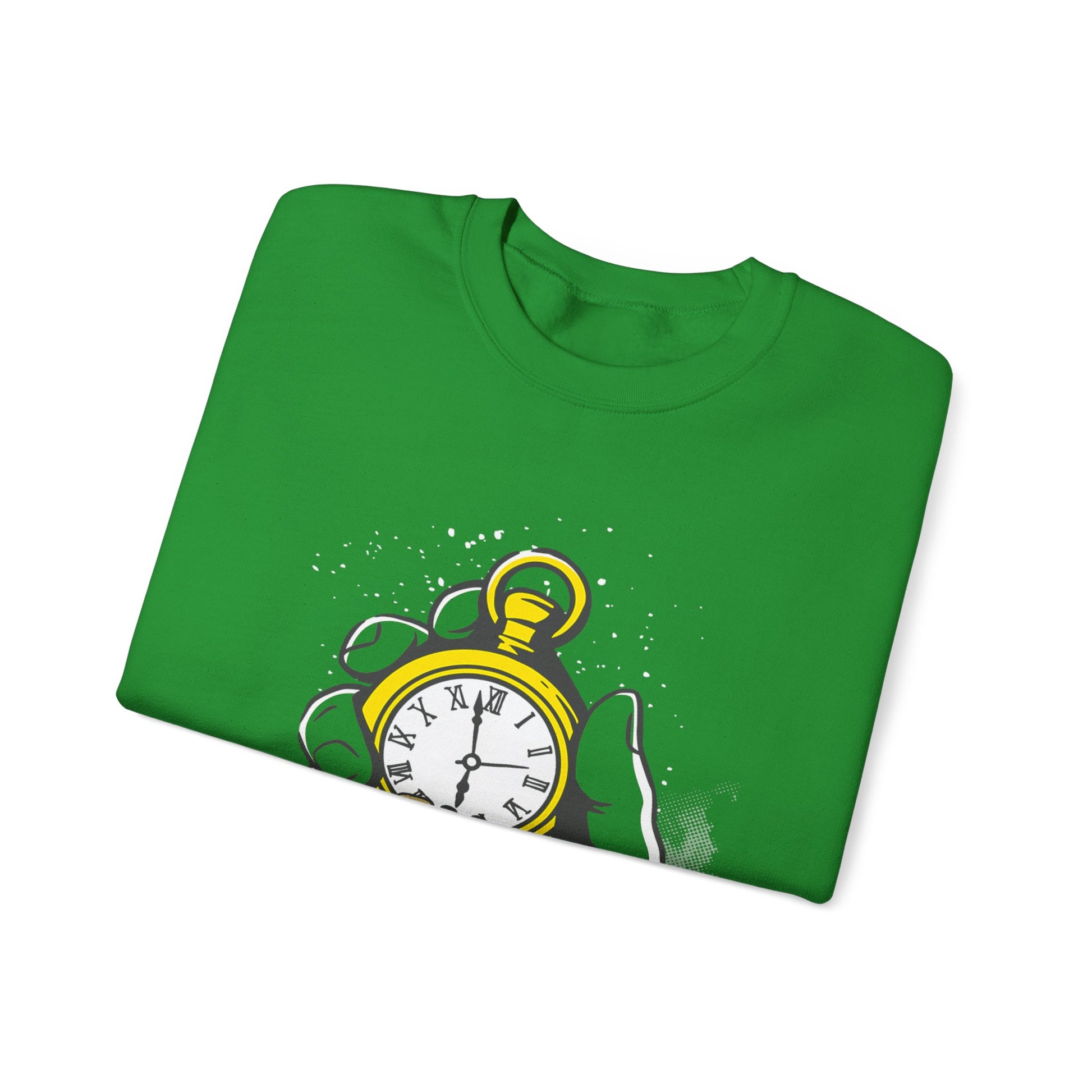 "Time Is Money" Graphic Pocket Watch & Coins Crewneck Sweatshirt -