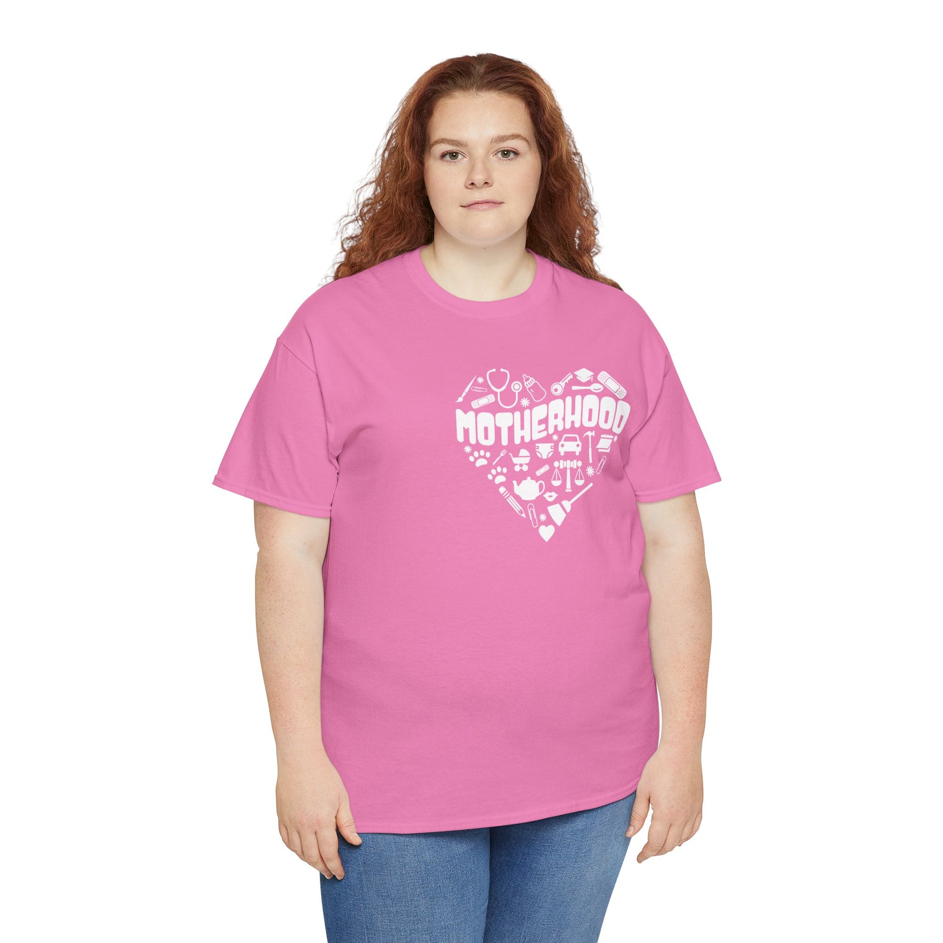 Motherhood Heart Tee — Mom Life Graphic T-Shirt