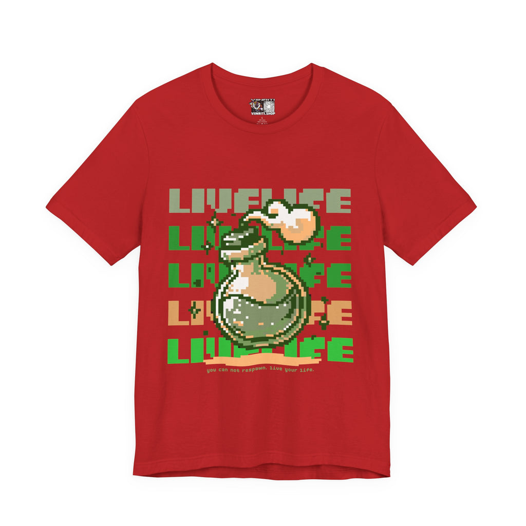 Live Life Pixel Frog Graphic Tee — Retro Gaming Nature T-Shirt