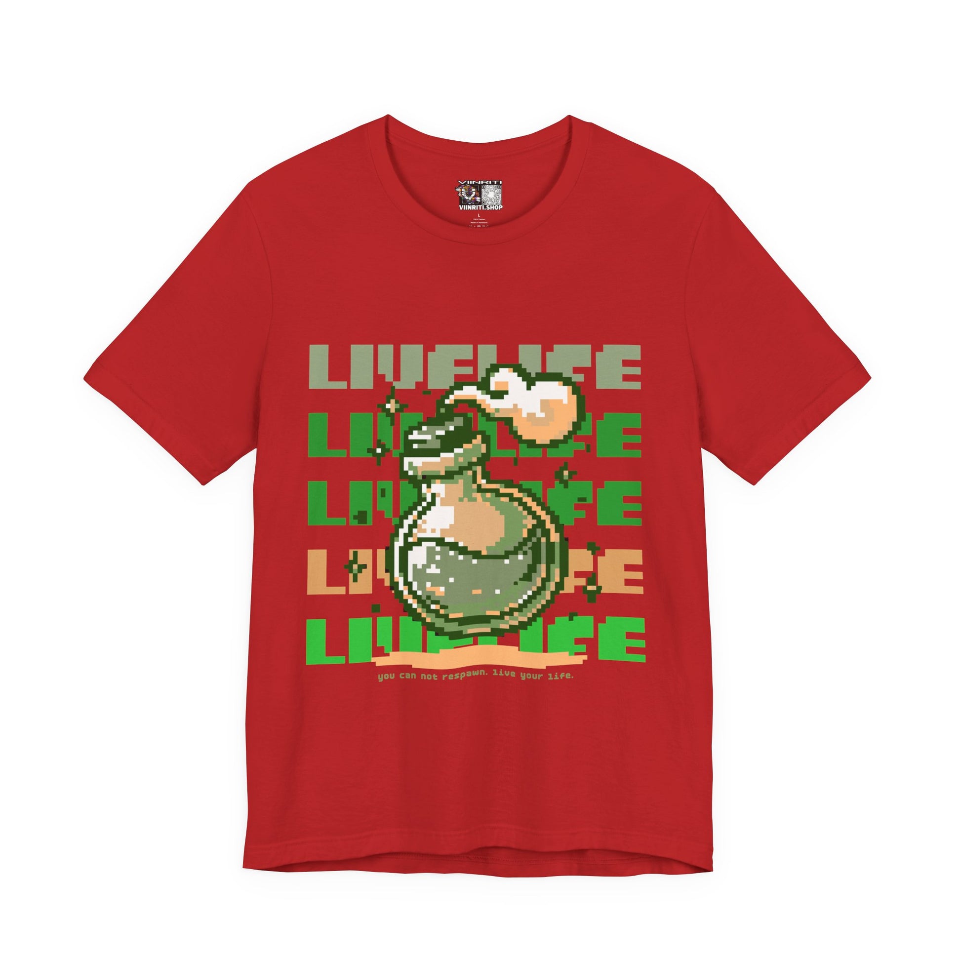 Live Life Pixel Frog Graphic Tee — Retro Gaming Nature T-Shirt