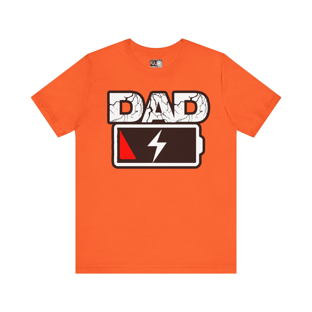 Dad Low Battery T‑Shirt — Funny Father’s Day Exhausted Dad Tee