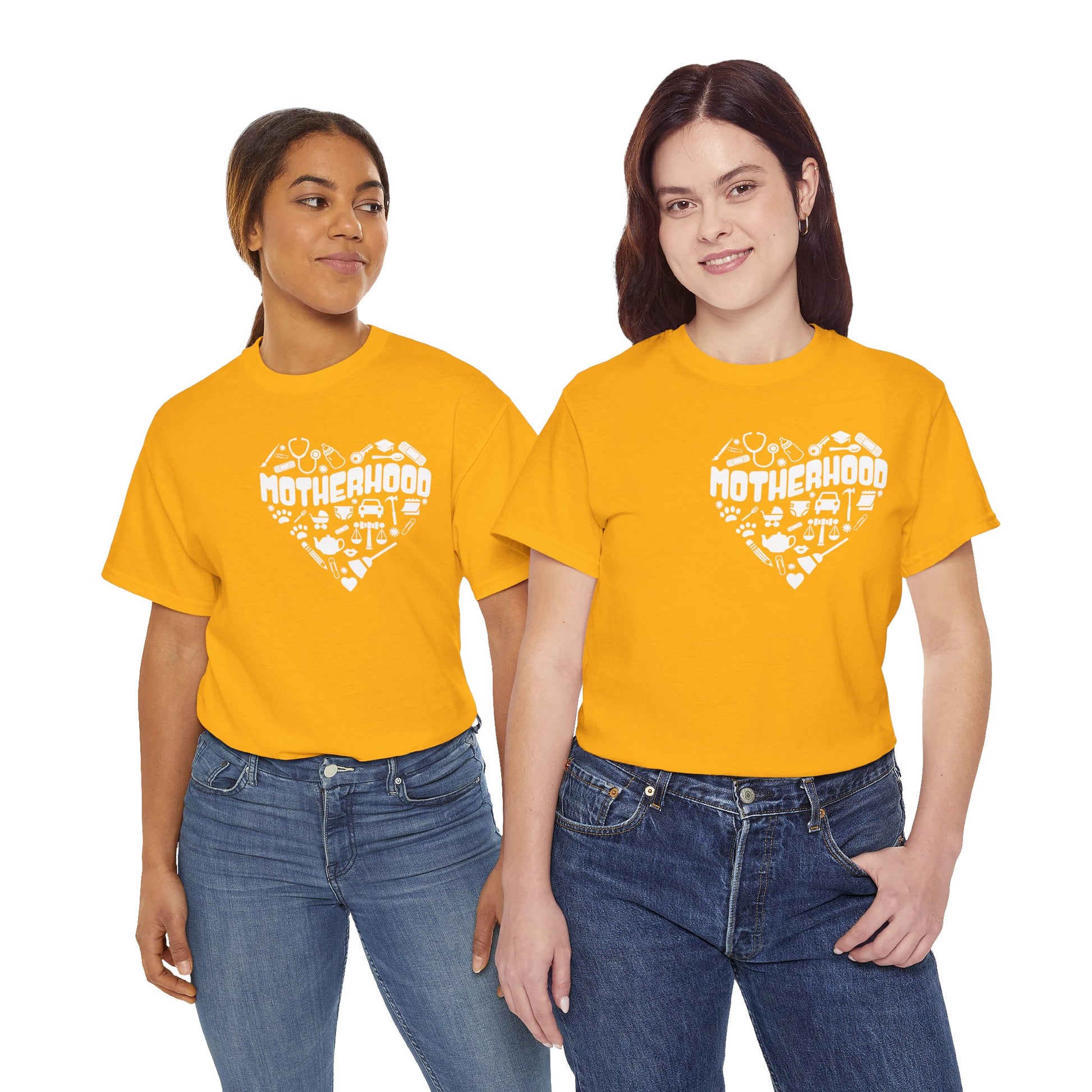 Motherhood Heart Tee — Mom Life Graphic T-Shirt