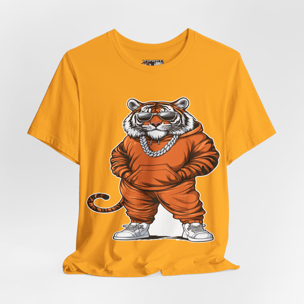 Tiger Streetwear T-Shirt — Cool Cartoon Tiger in Tracksuit Graphic Tee