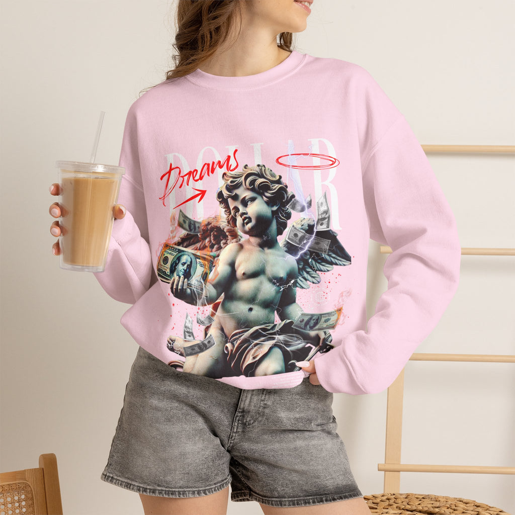 Crewneck Sweatshirt — 'Dollar' Statue Collage Graphic