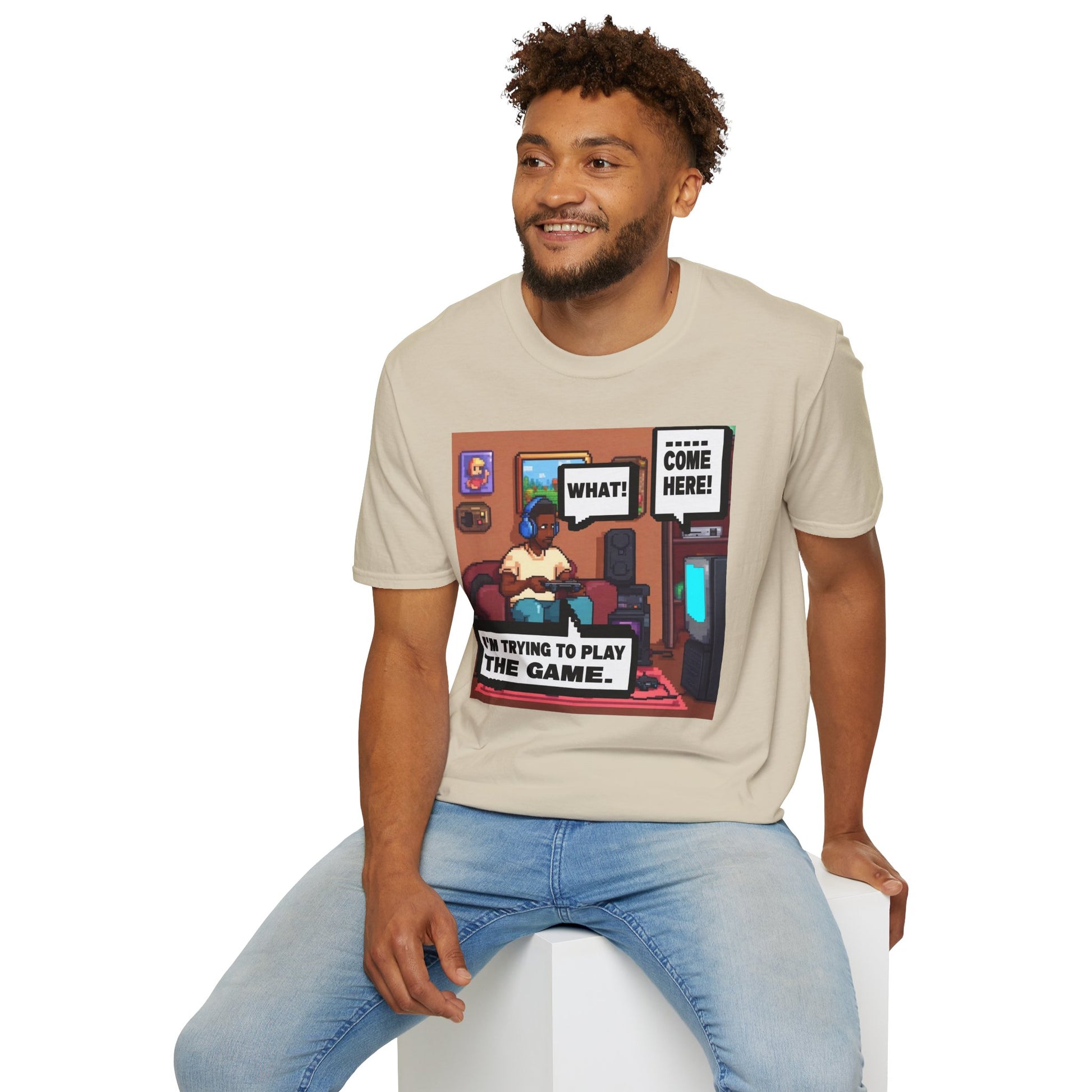 Gamer Comic Tee — "I'm Trying to Play the Game" Graphic T-Shirt