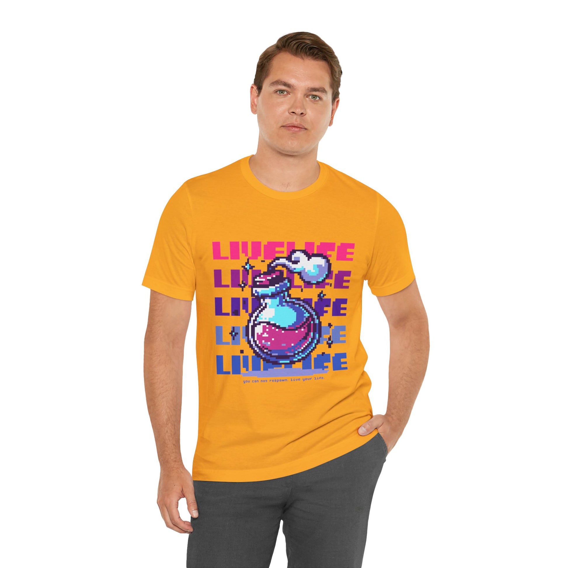 Live Life Pixel Frog Graphic Tee — Retro Gaming Nature T-Shirt