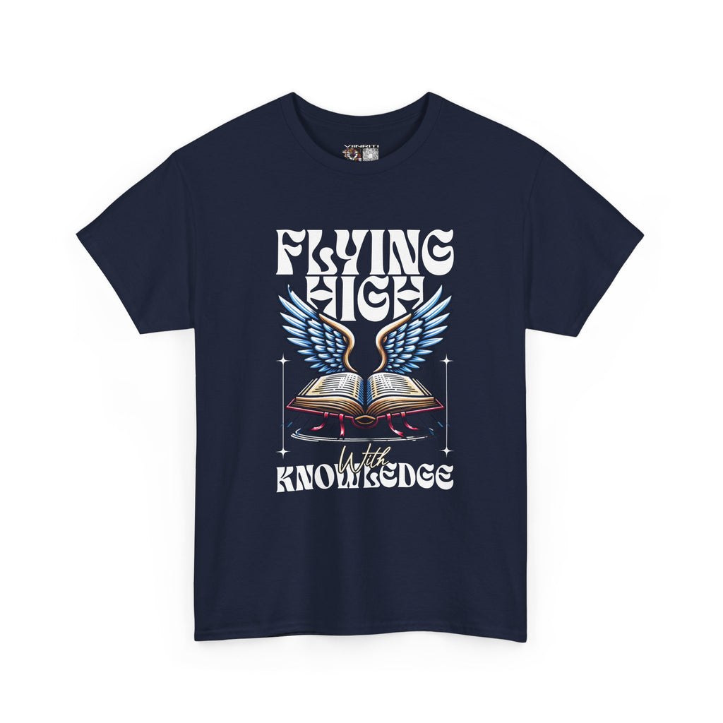 ""Flying High Knowledge T-Shirt — Vintage Winged Book Graphic Tee