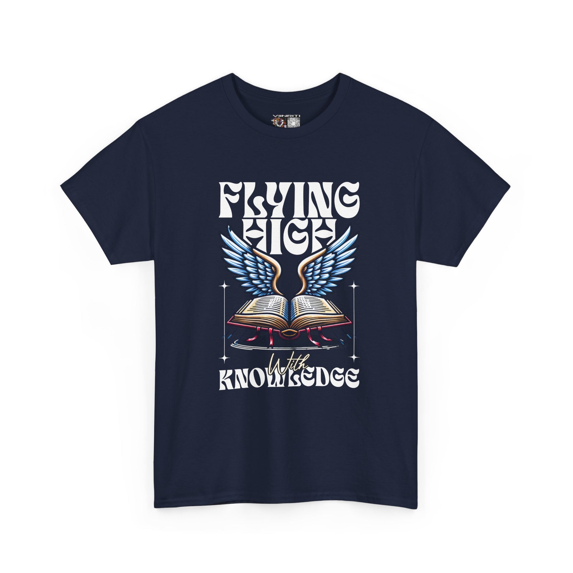""Flying High Knowledge T-Shirt — Vintage Winged Book Graphic Tee