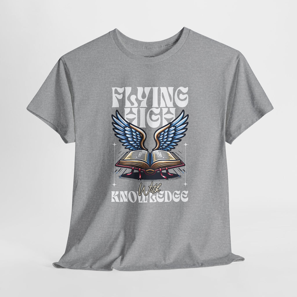 ""Flying High Knowledge T-Shirt — Vintage Winged Book Graphic Tee