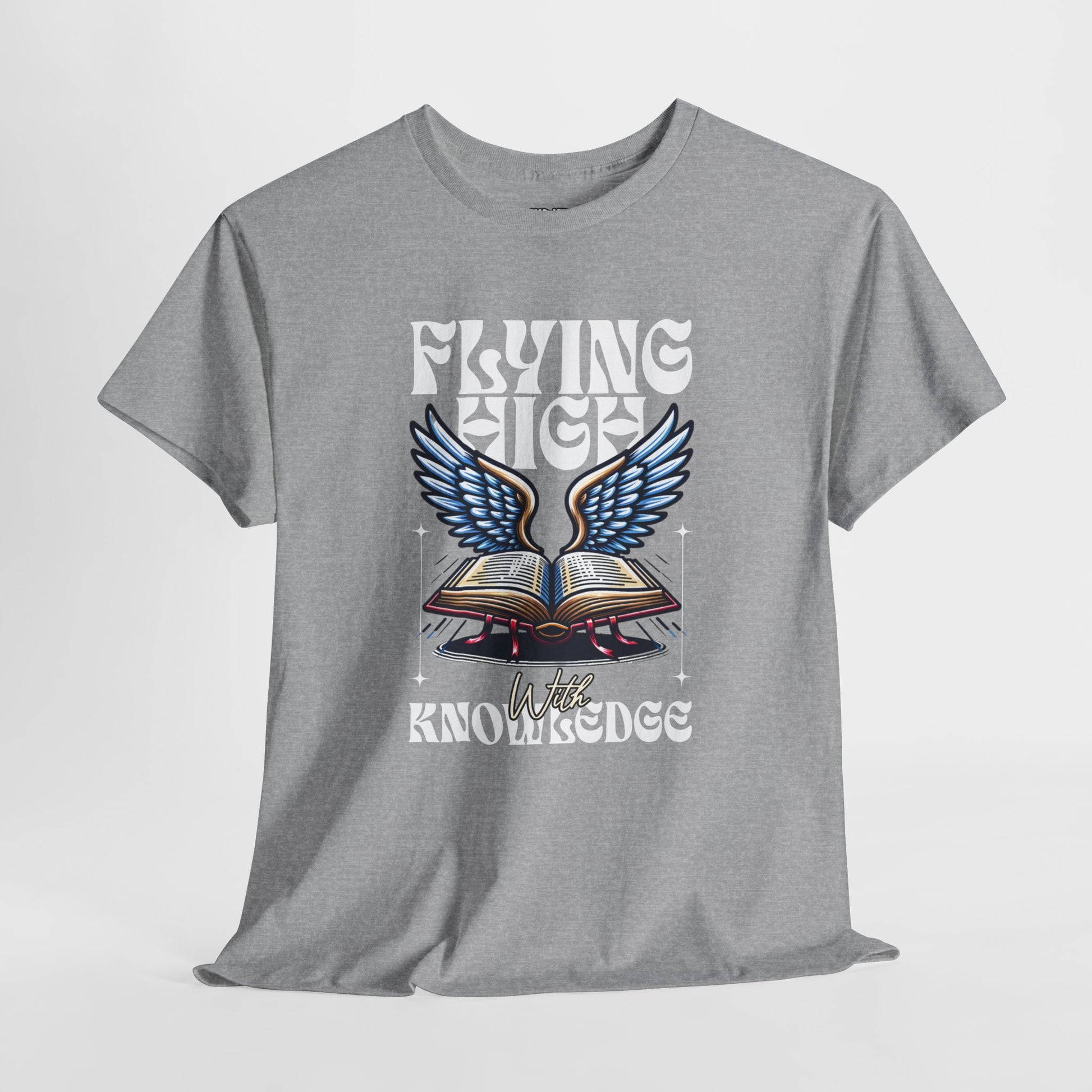 ""Flying High Knowledge T-Shirt — Vintage Winged Book Graphic Tee