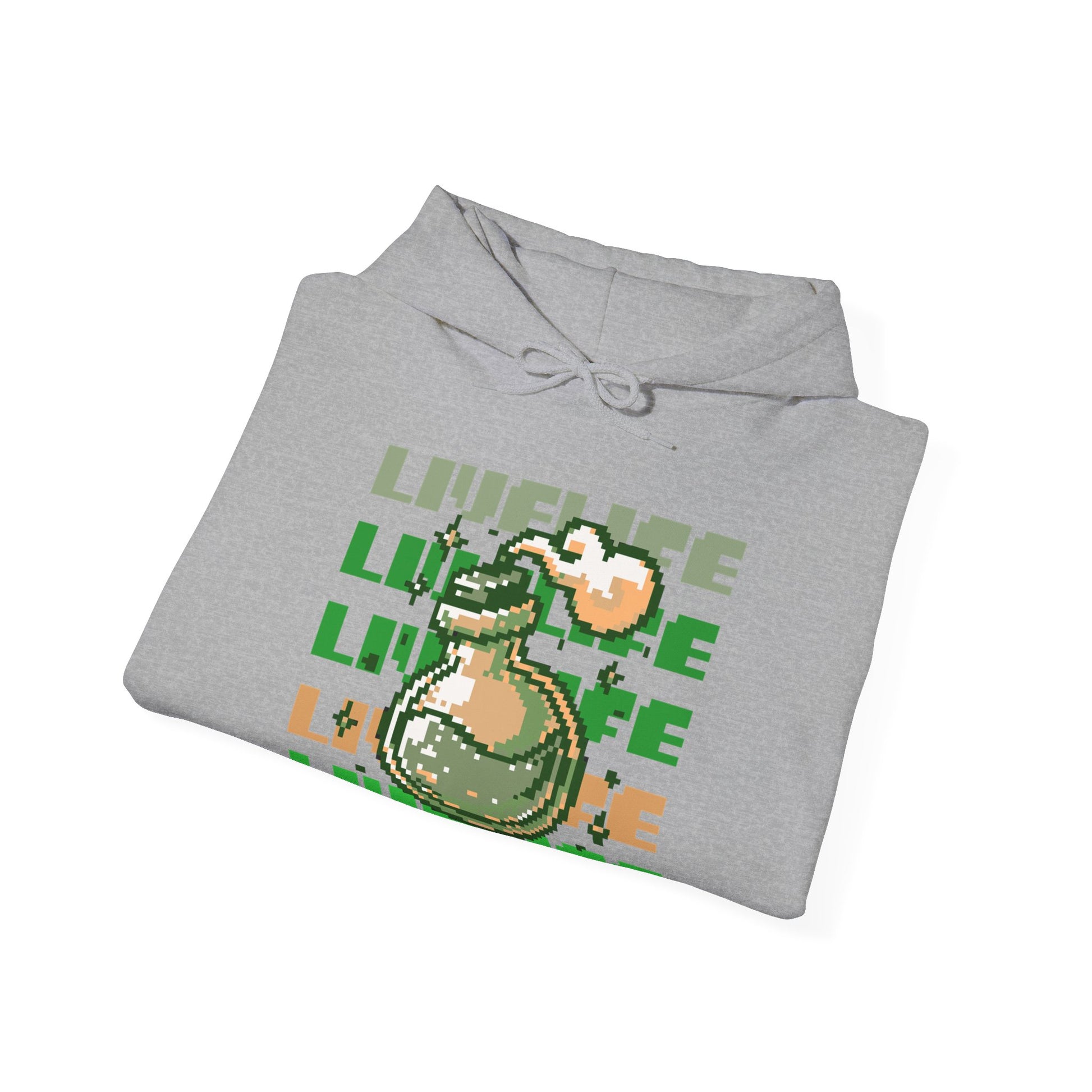 Live Life Dino Hoodie — Cute Retro Cartoon T-Rex Graphic Sweatshirt