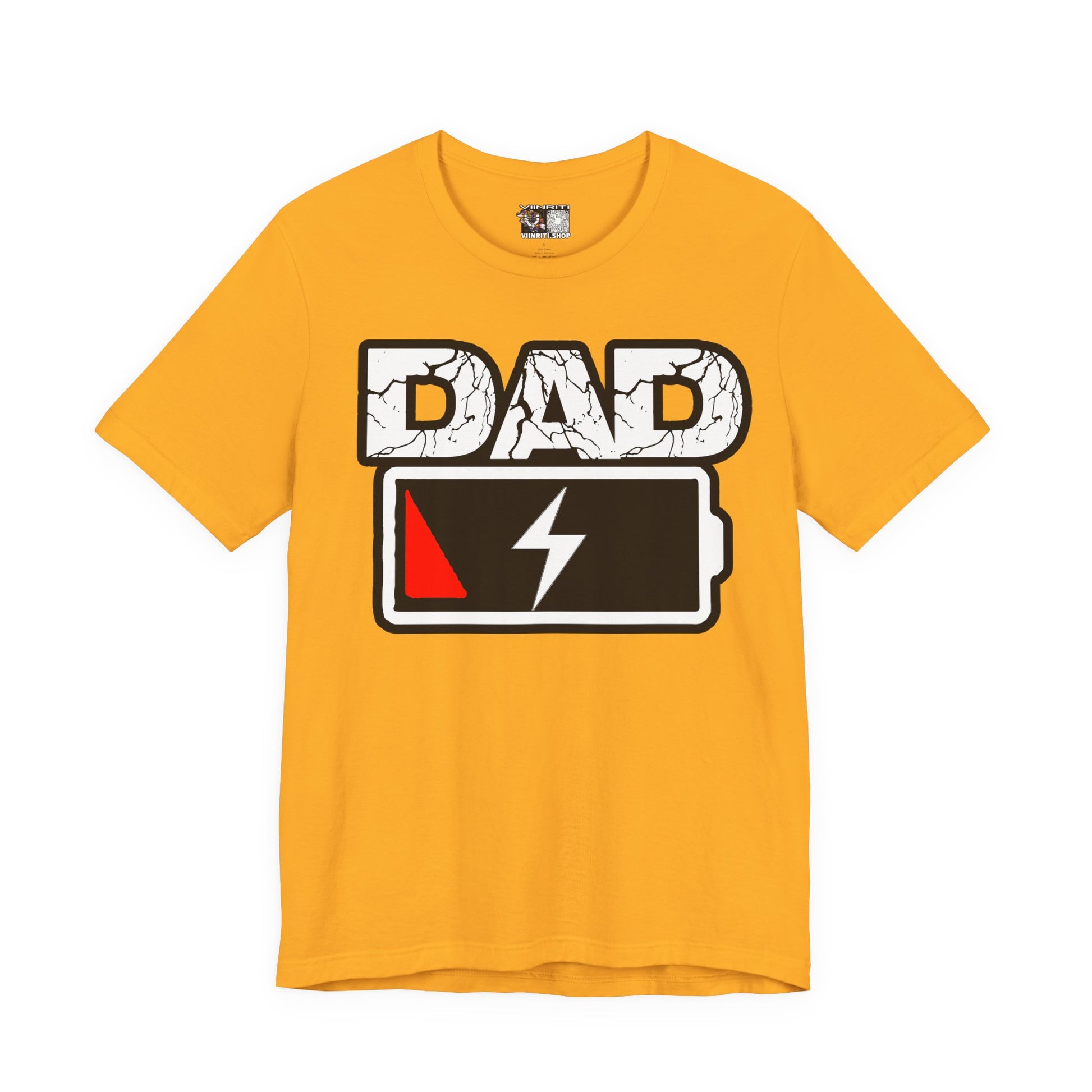 Dad Low Battery T‑Shirt — Funny Father’s Day Exhausted Dad Tee