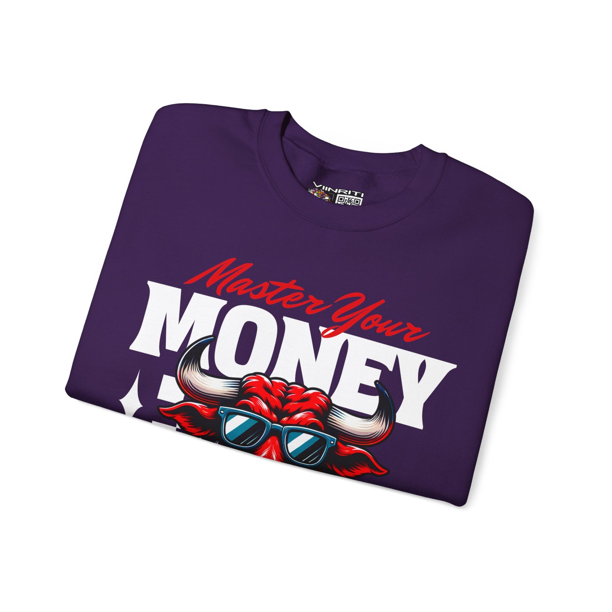 Crewneck Sweatshirt — "Master Your Money" Bull Design, Finance Hustle Graphic