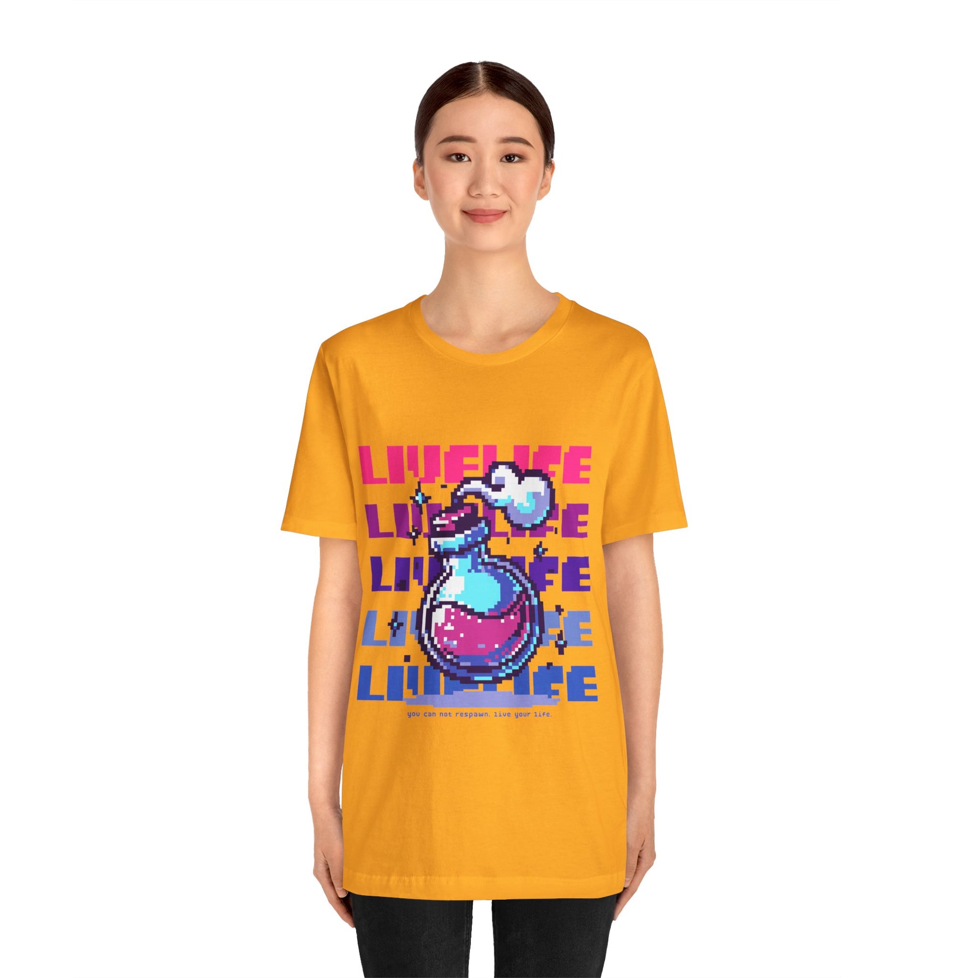 Live Life Pixel Frog Graphic Tee — Retro Gaming Nature T-Shirt