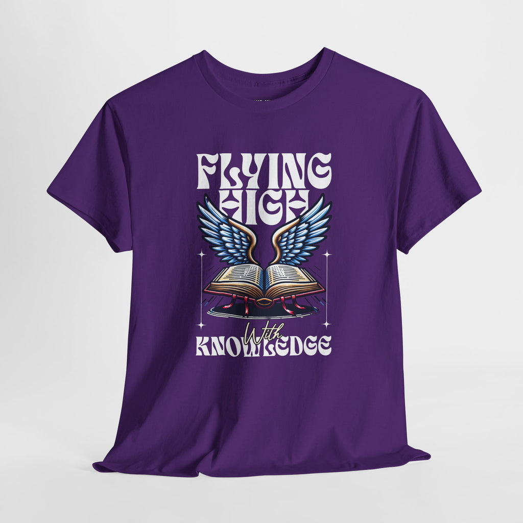 ""Flying High Knowledge T-Shirt — Vintage Winged Book Graphic Tee